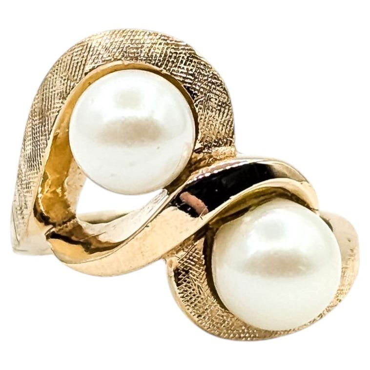 Anello con perla scultorea in oro giallo 14k in vendita