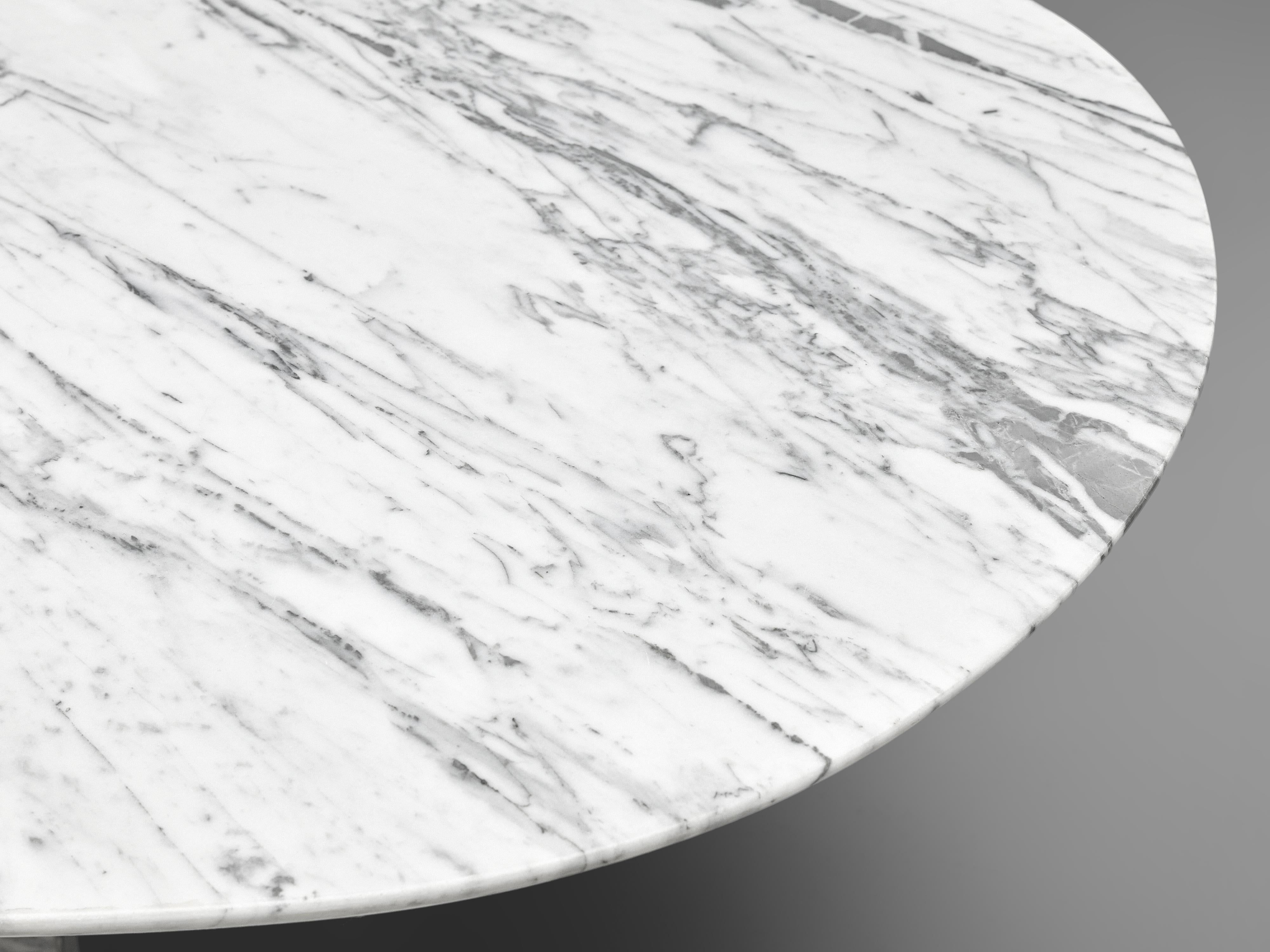 Mid-Century Modern Sculptural Pedestal Table in Marble