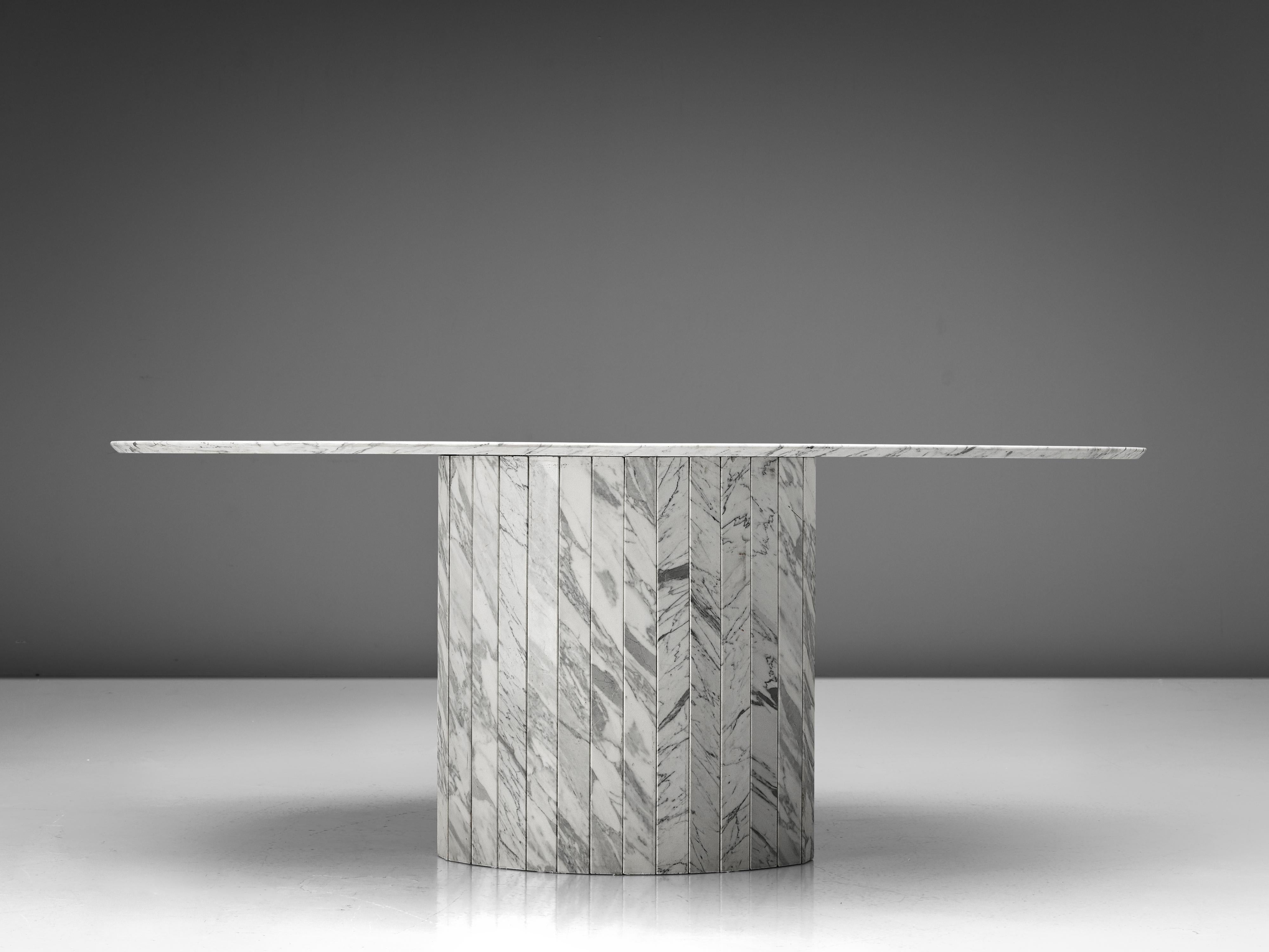 German Sculptural Pedestal Table in Marble
