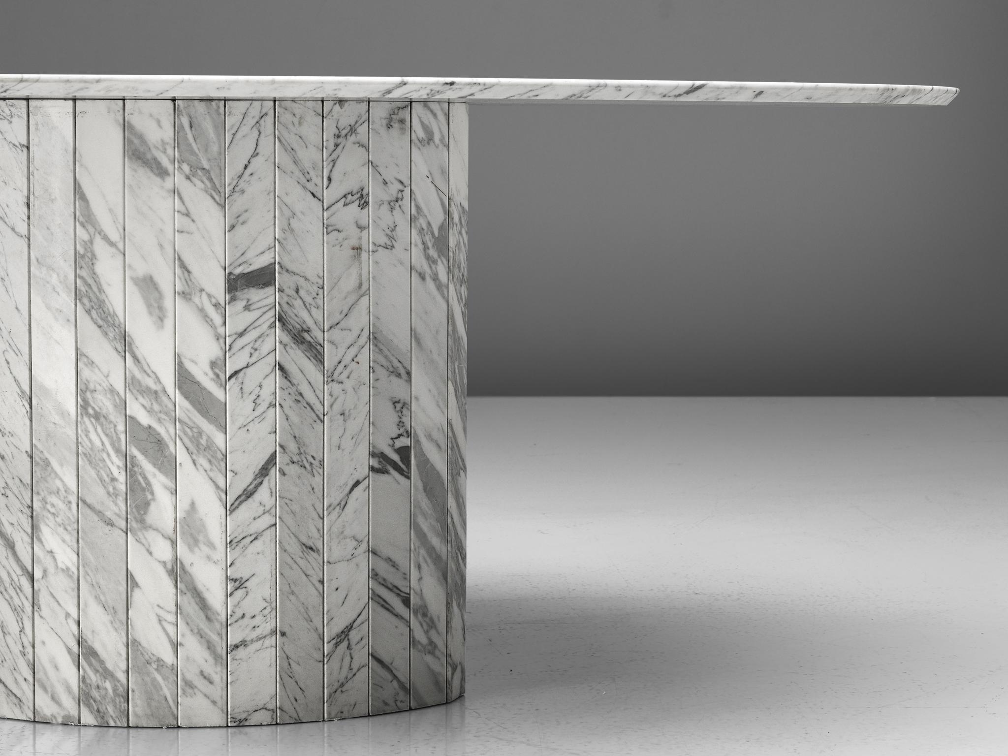 Sculptural Pedestal Table with Oval Top in Marble 2
