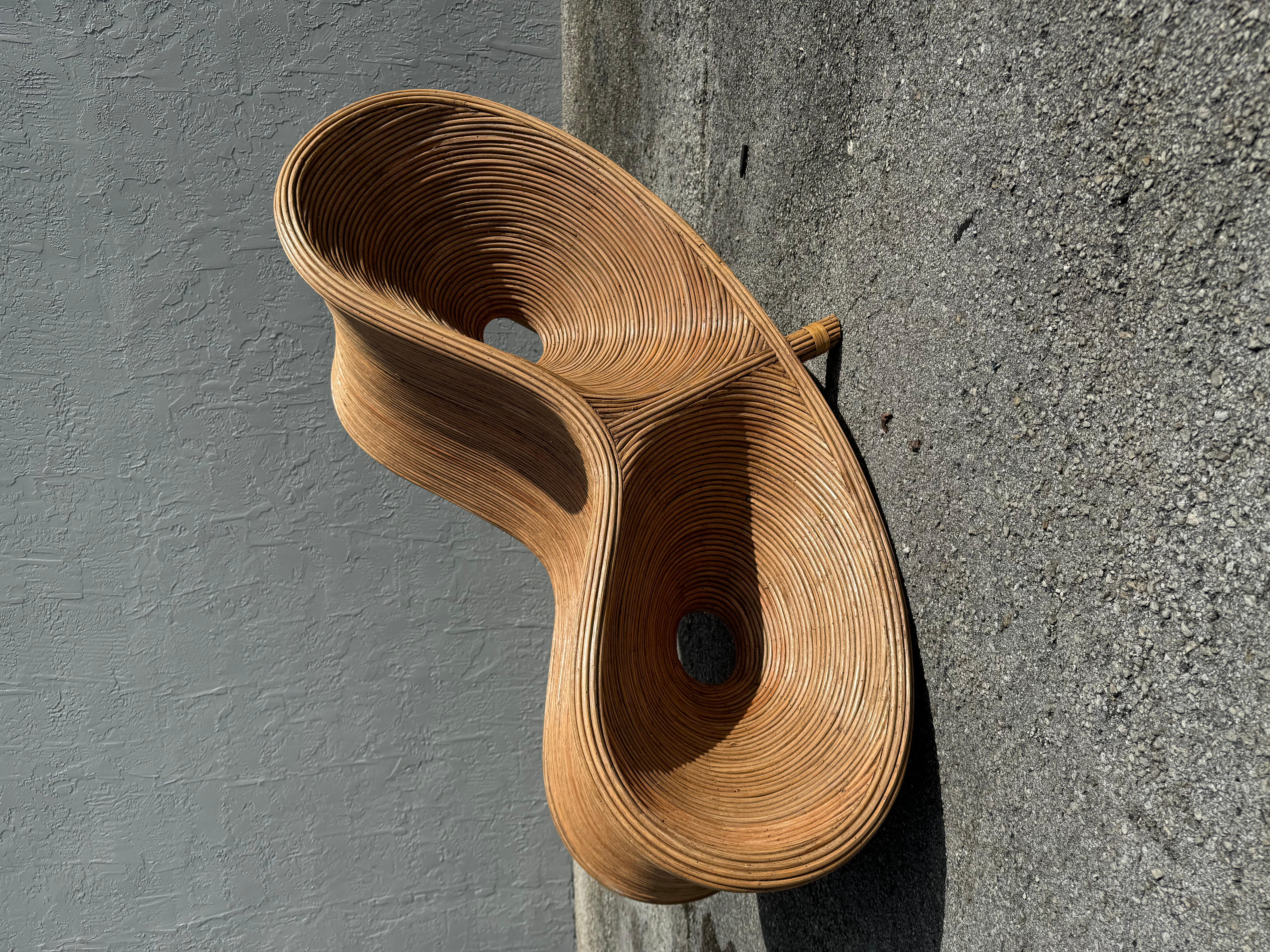 Hand-Crafted Sculptural Pencil Reed Lounge Chairs For Sale