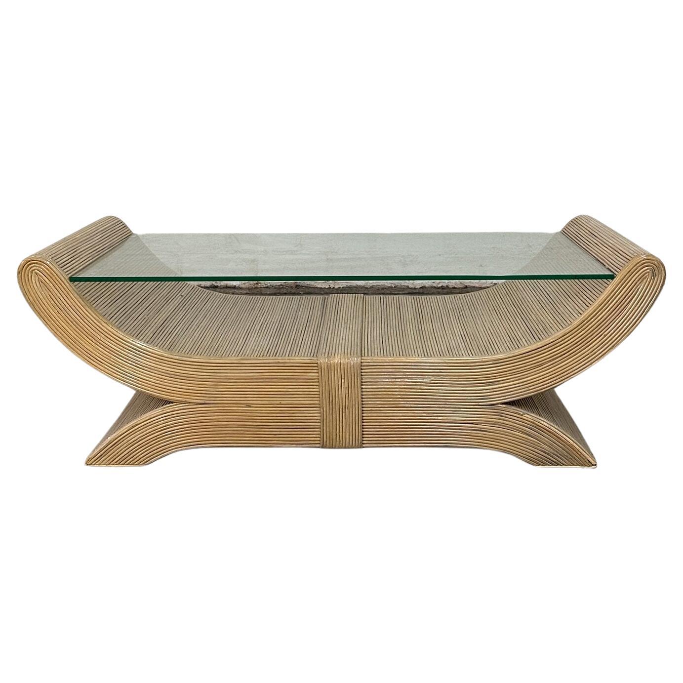 Sculptural Pencil Reed Coffee Table For Sale