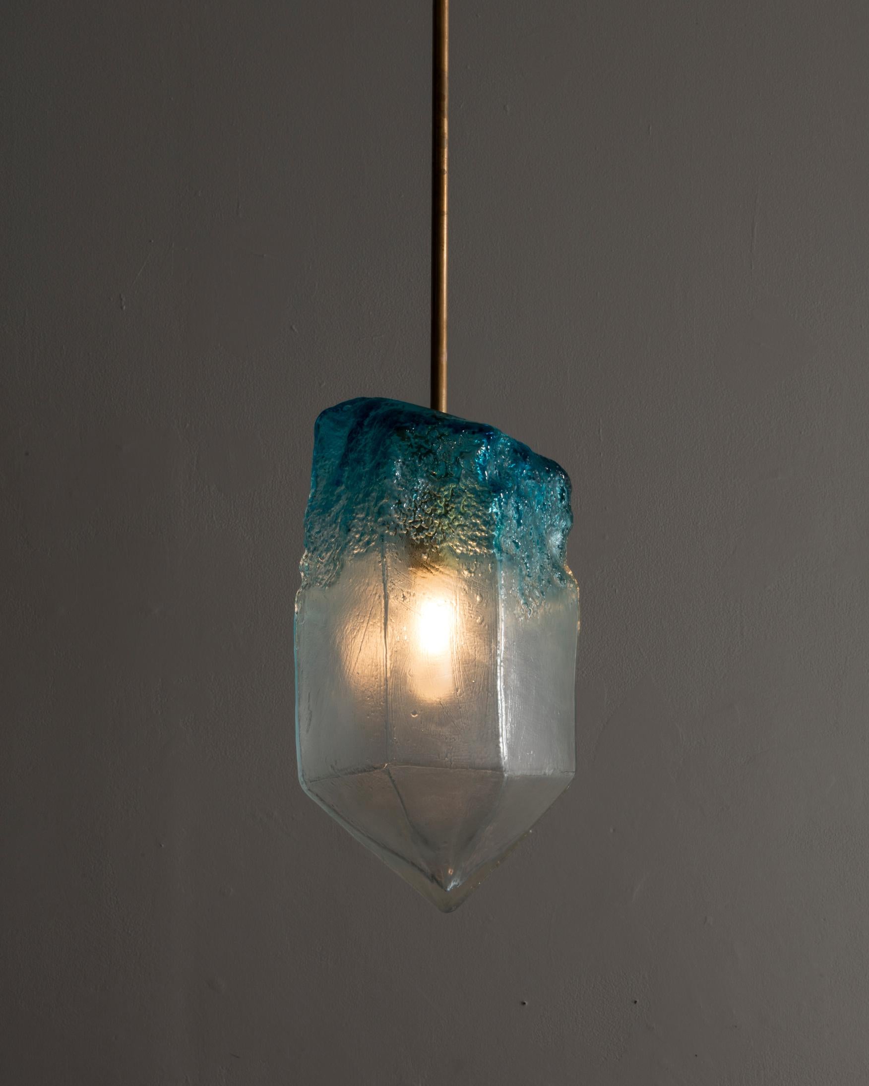 Sculptural Pendant Light in Turquoise and Nickel by Jeff Zimmerman, 2016 8