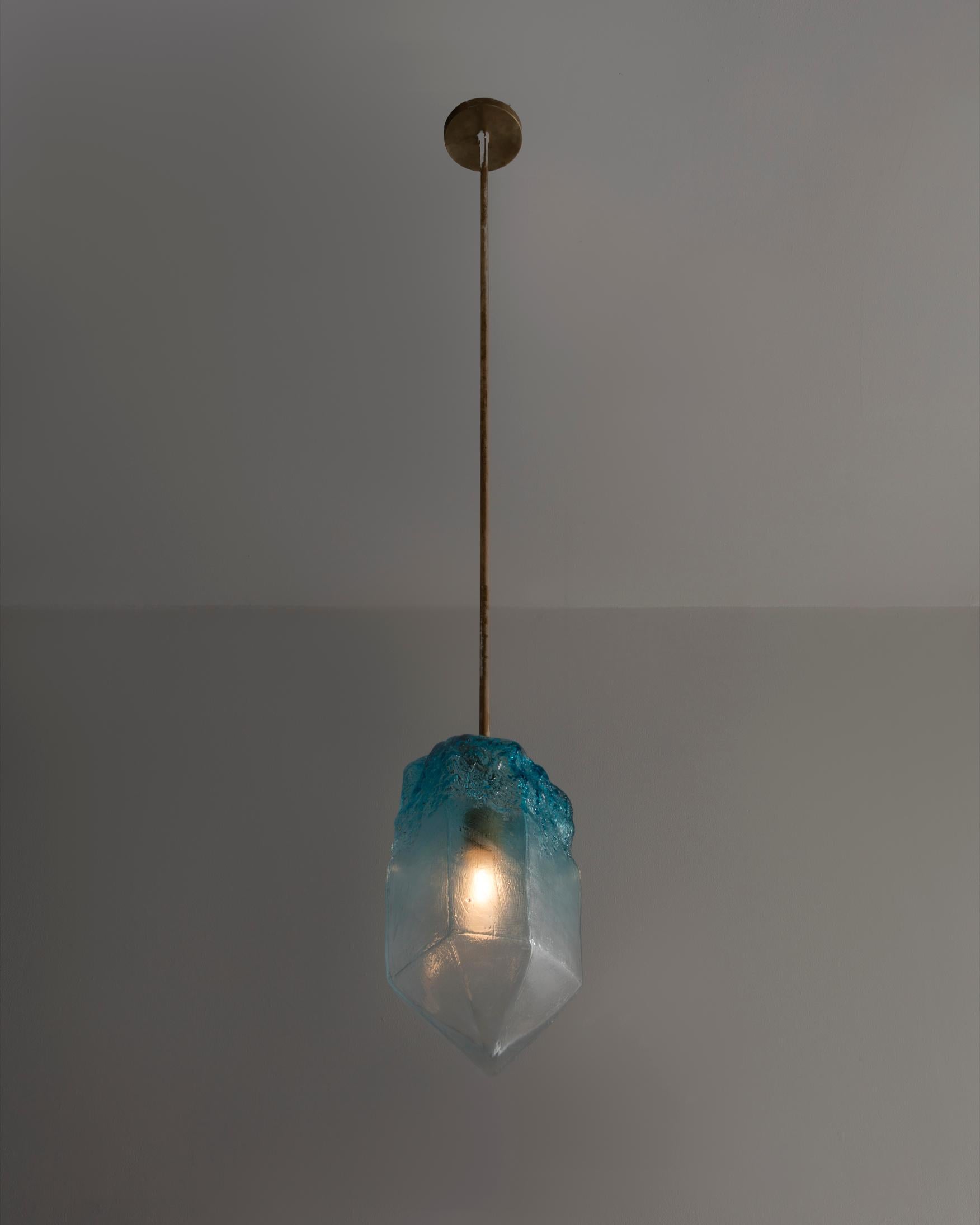 American Sculptural Pendant Light in Turquoise and Nickel by Jeff Zimmerman, 2016