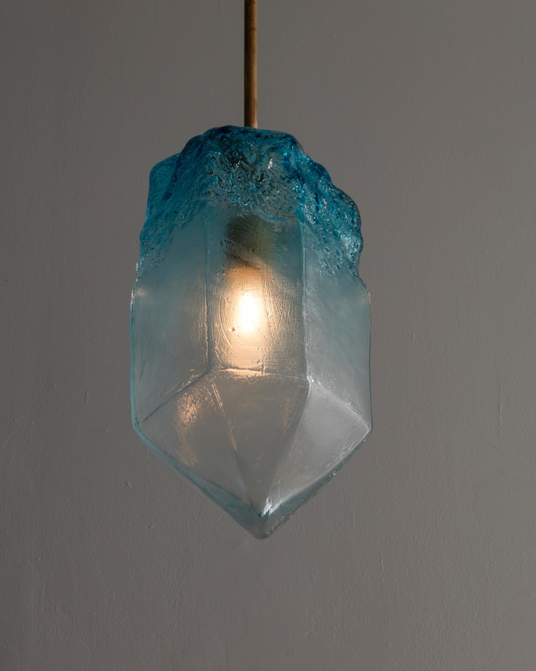 Sculptural Pendant Light in Turquoise and Nickel by Jeff Zimmerman, 2016 In Excellent Condition In New York, NY