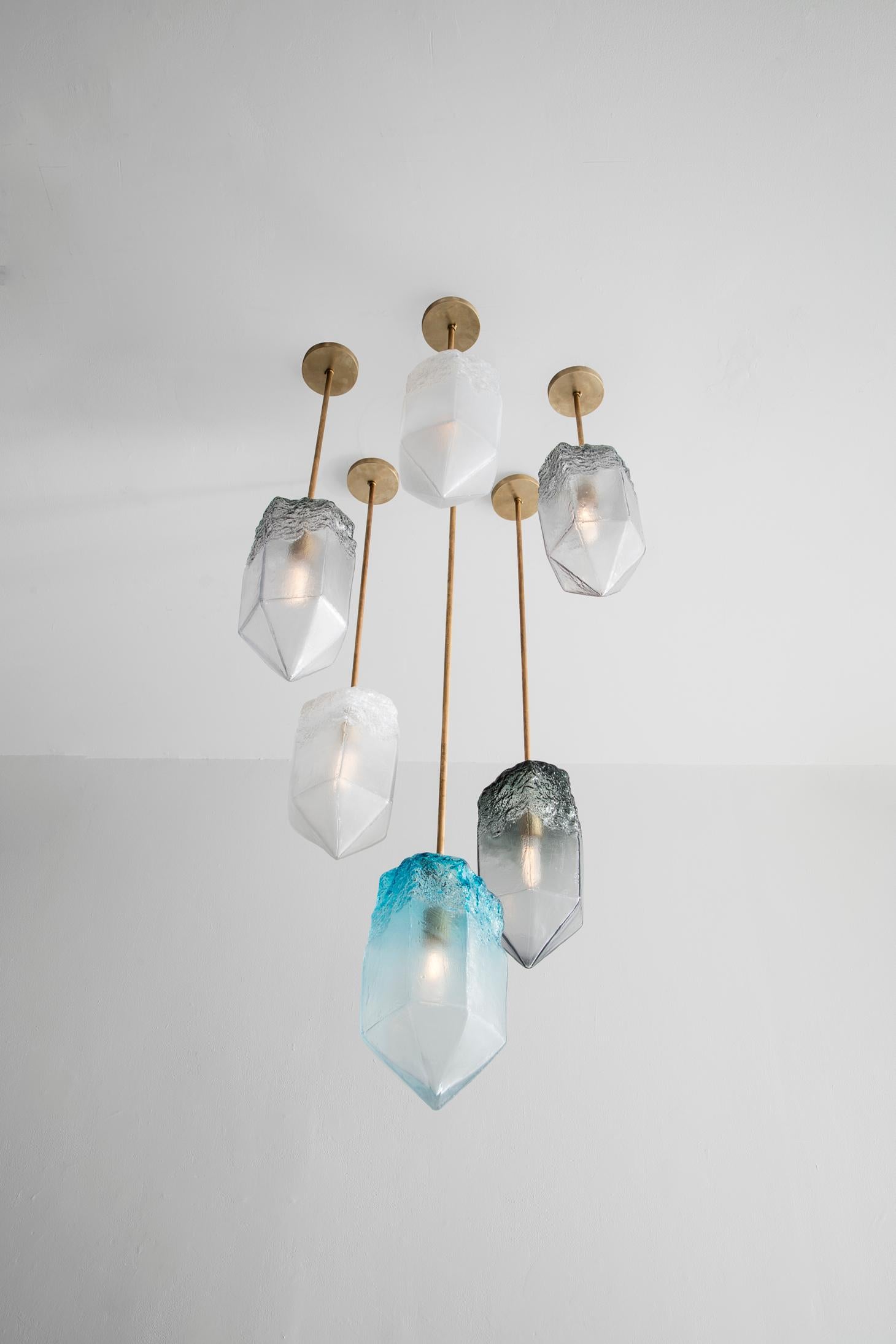 Sculptural Pendant Light in Turquoise and Nickel by Jeff Zimmerman, 2016 2