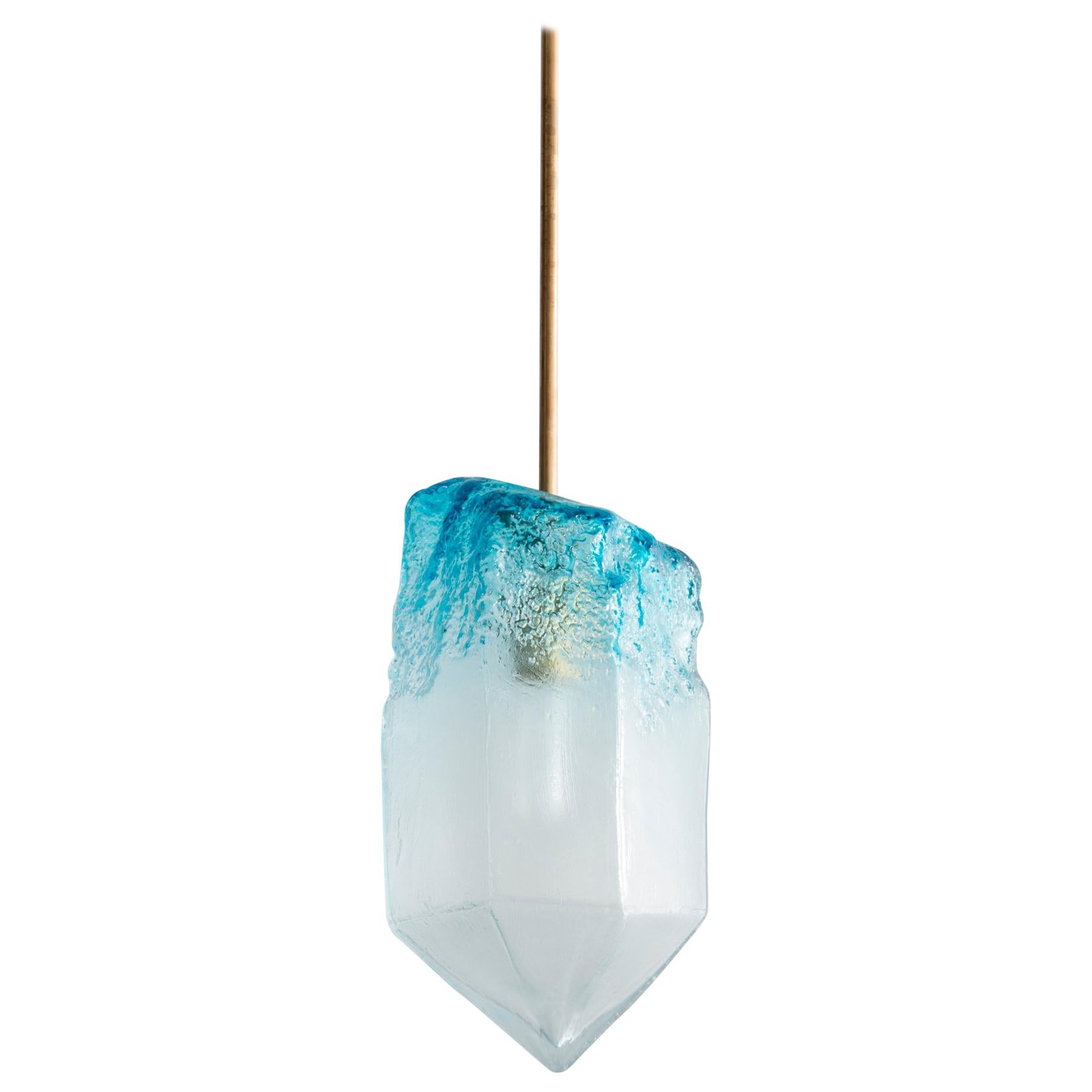 Sculptural Pendant Light in Turquoise and Nickel by Jeff Zimmerman, 2016