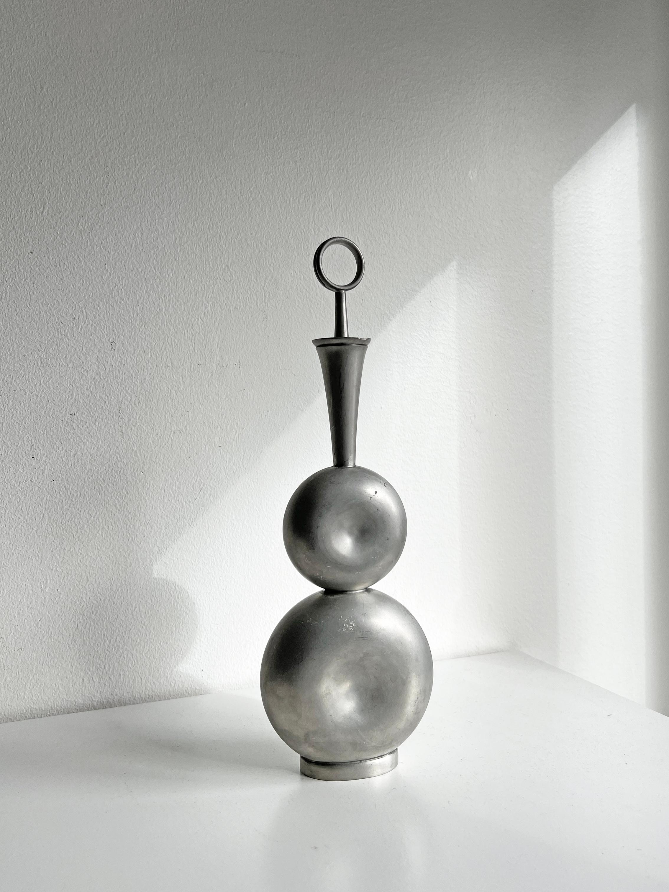 Mid-20th Century Sculptural Pewter Decanter by Gunnar Havstad, Norway, 1950s