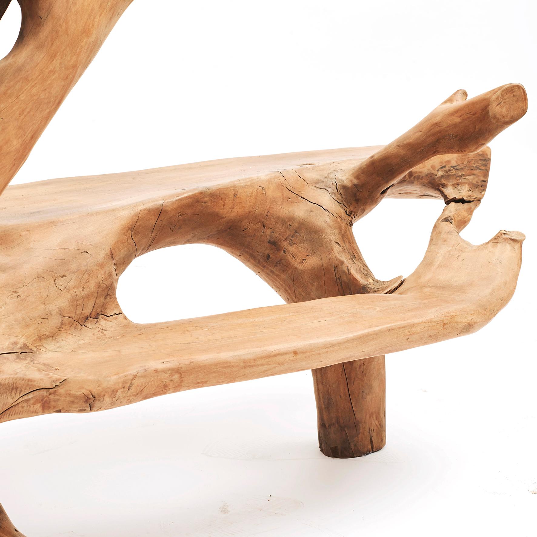 Sculptural Philippine Molave Root Bench 6