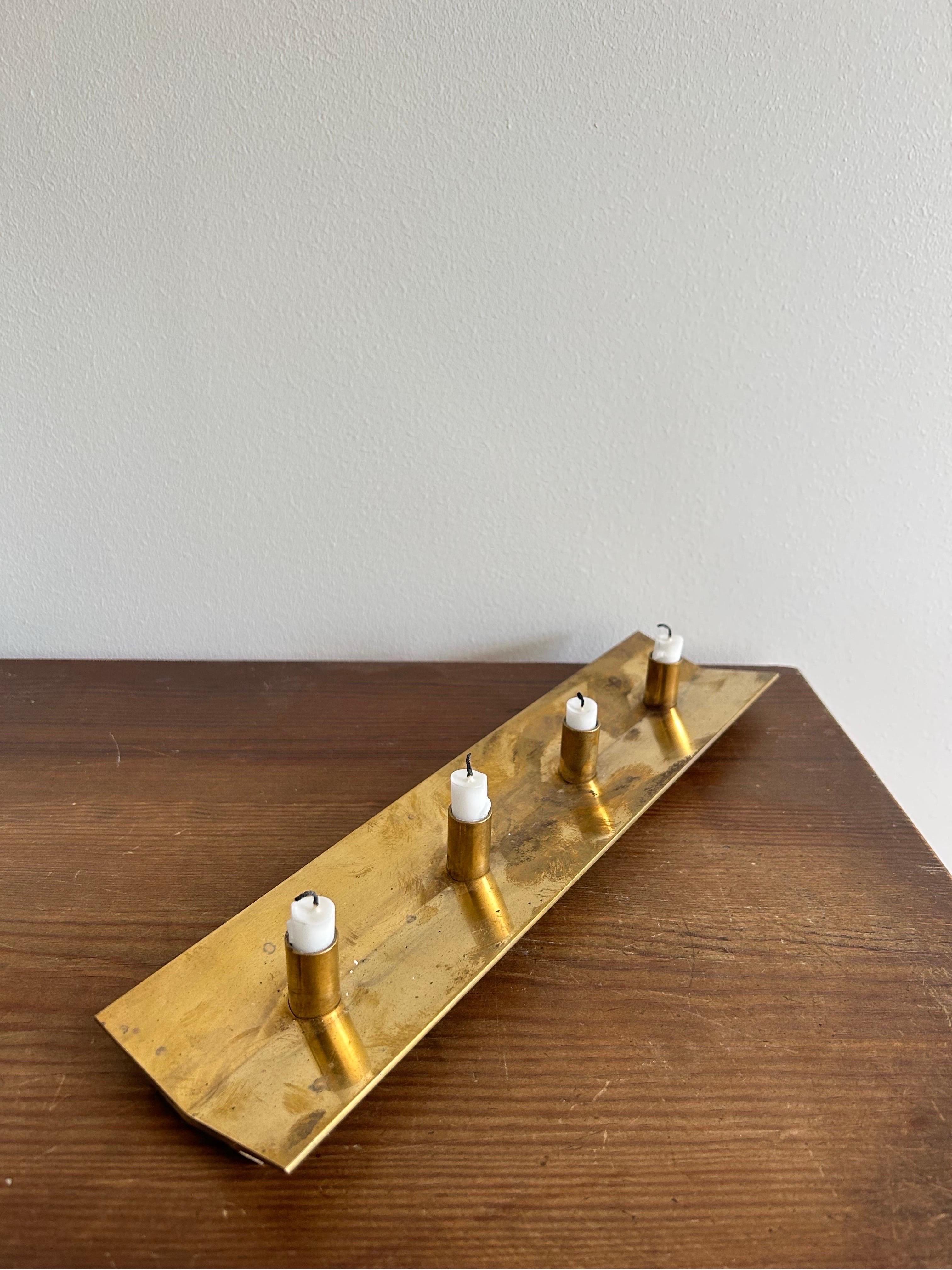 Hand-Crafted Sculptural Pierre Forsell Model 69 Brass Candlestick - 1990s For Sale