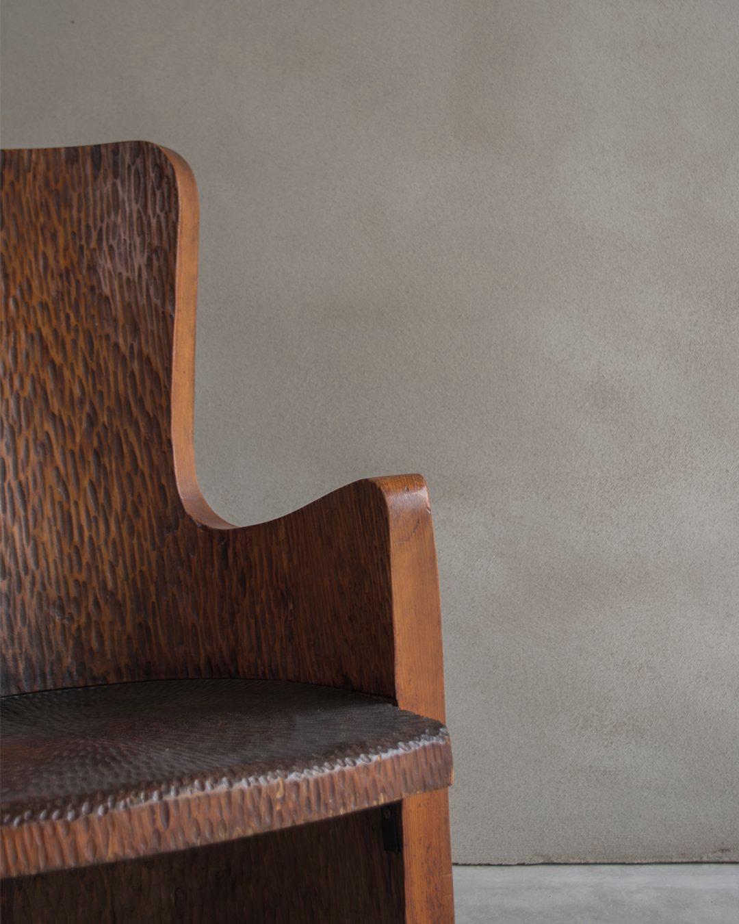 Sculptural Pine Armchair, Swedish, Mid-Century Modern For Sale 1