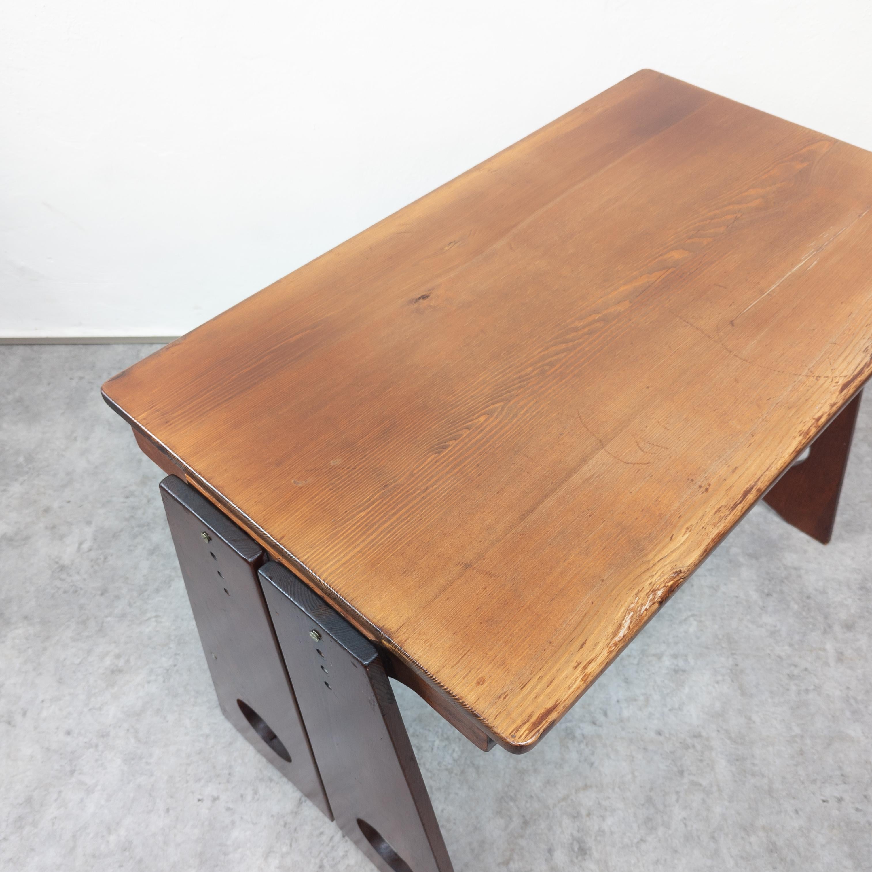 Sculptural pine desk by Gilbert Marklund for Furusnickarn AB  1