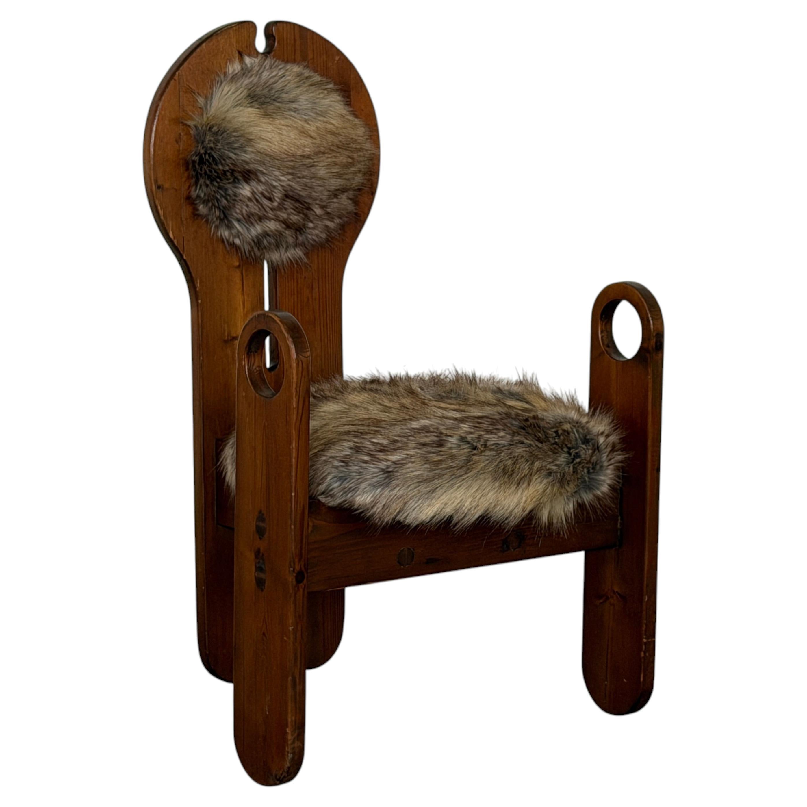 Sculptural Pine Lounge Chair by Szedleczky, Hungary, 1970s For Sale