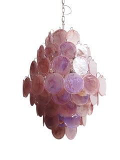 Skulpturale rosafarbene und fliederfarbene transluzente Pendelleuchte