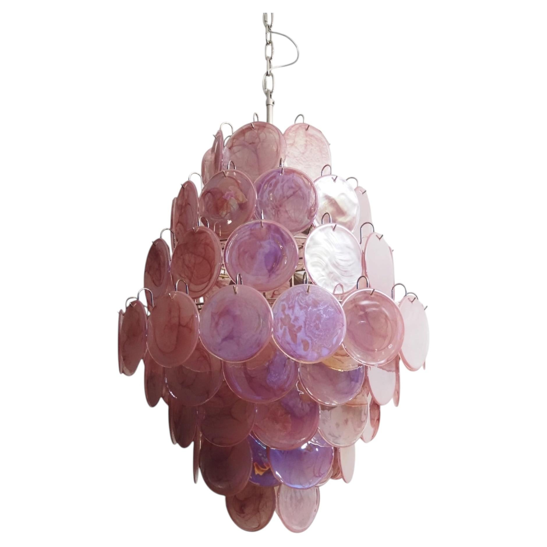 Sculptural Pink and Lilac Translucent Disc Pendant Light