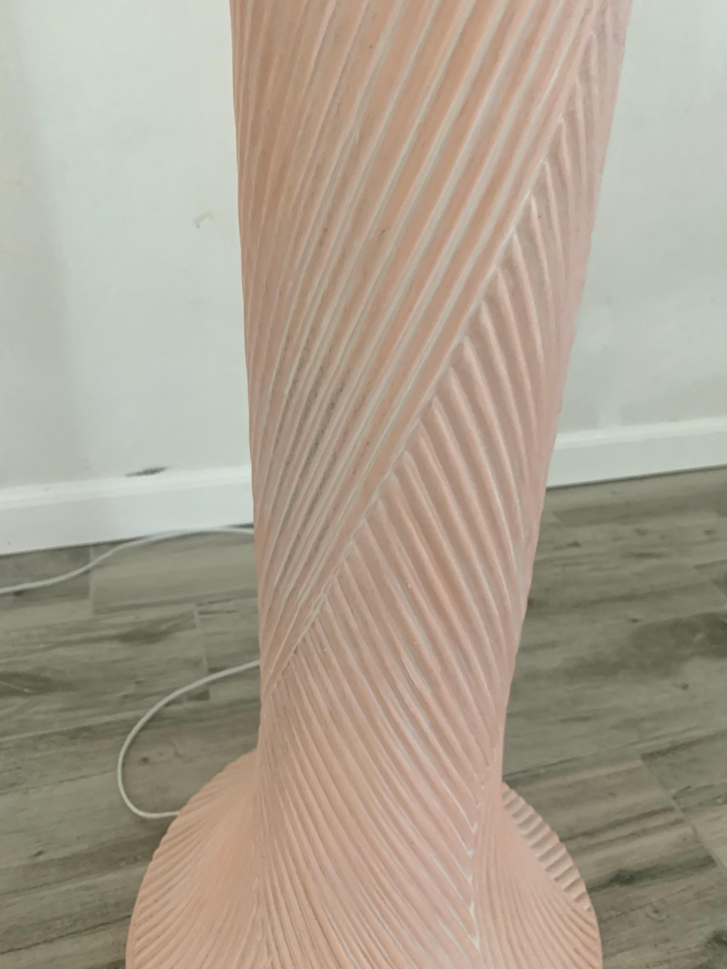Post-Modern Sculptural Pink Plaster Floor Lamp Faux Pencil Reed For Sale