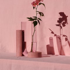 Sculptural pink vase for flowers, Italian minerals artisanal craftsmanship