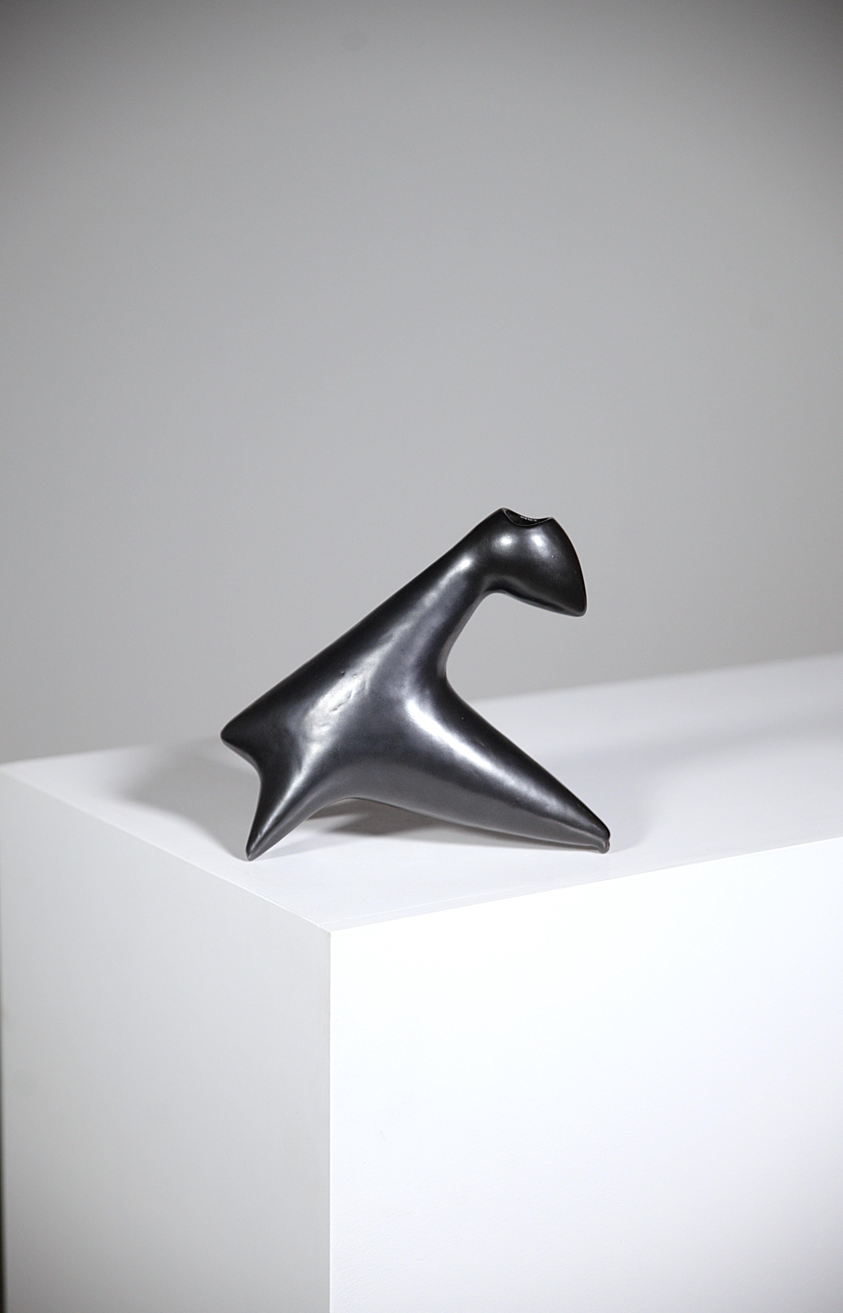 Sculptural Pitcher by André Aleth Masson France 1950s In Good Condition For Sale In HYÈRES, FR