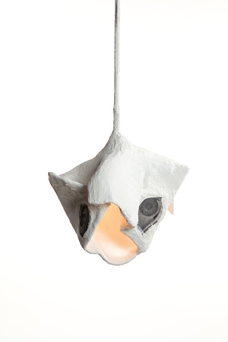 Metal White Plaster Sculptural Pendant Chandelier, 21st Century by Mattia Biagi For Sale
