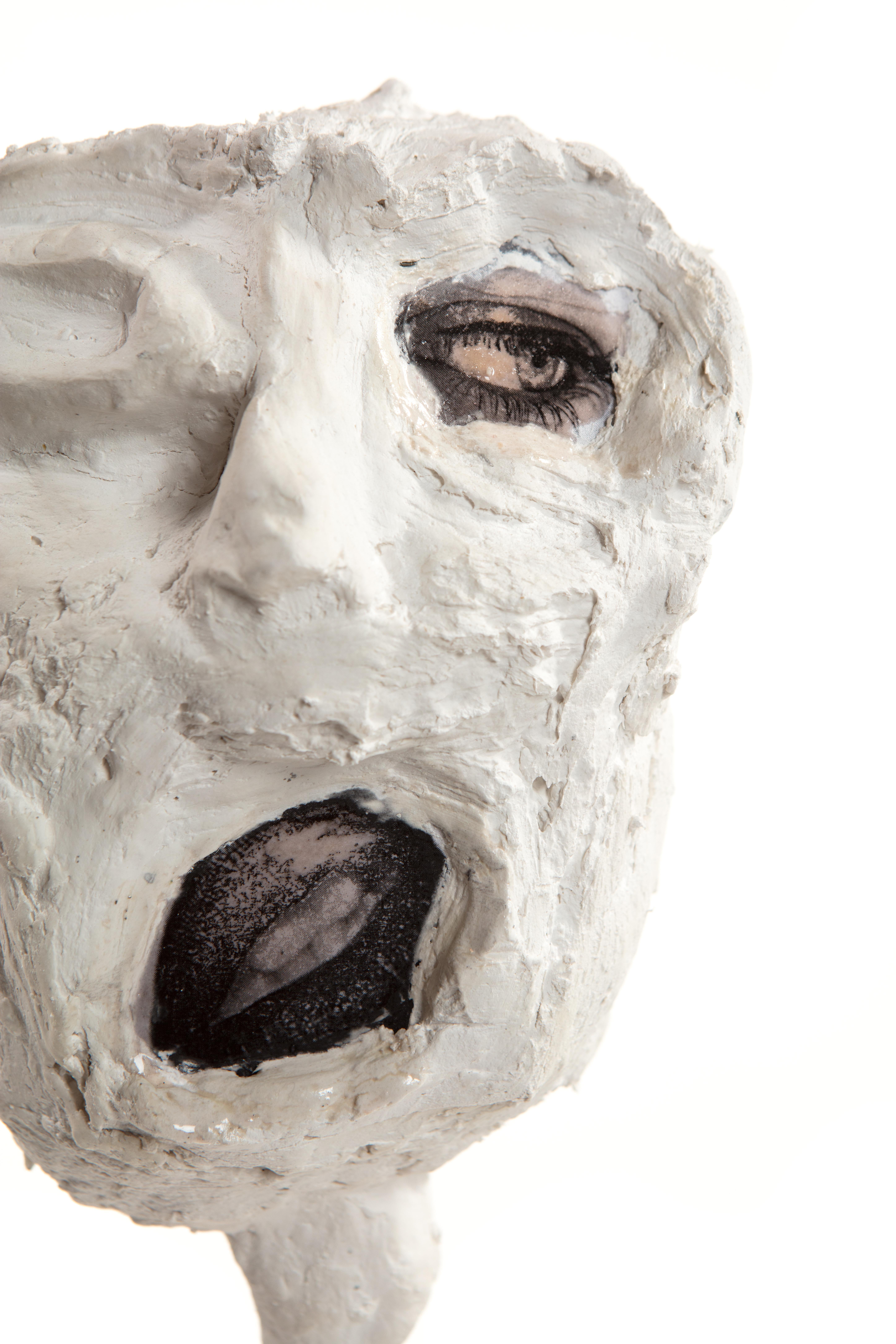 White Plaster Sculptural Figure Face, 21st Century by Mattia Biagi 4