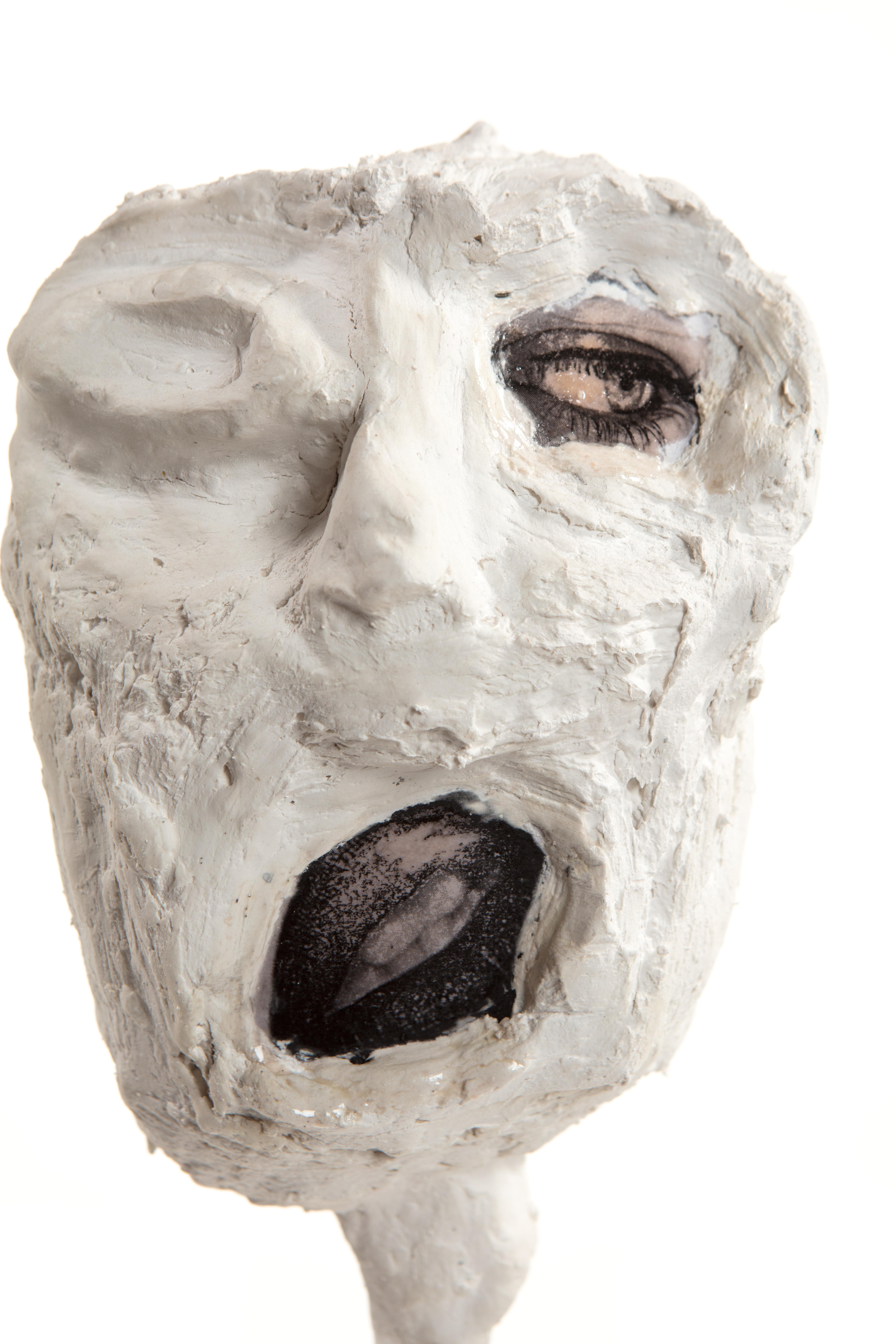White Plaster Sculptural Figure Face, 21st Century by Mattia Biagi 5