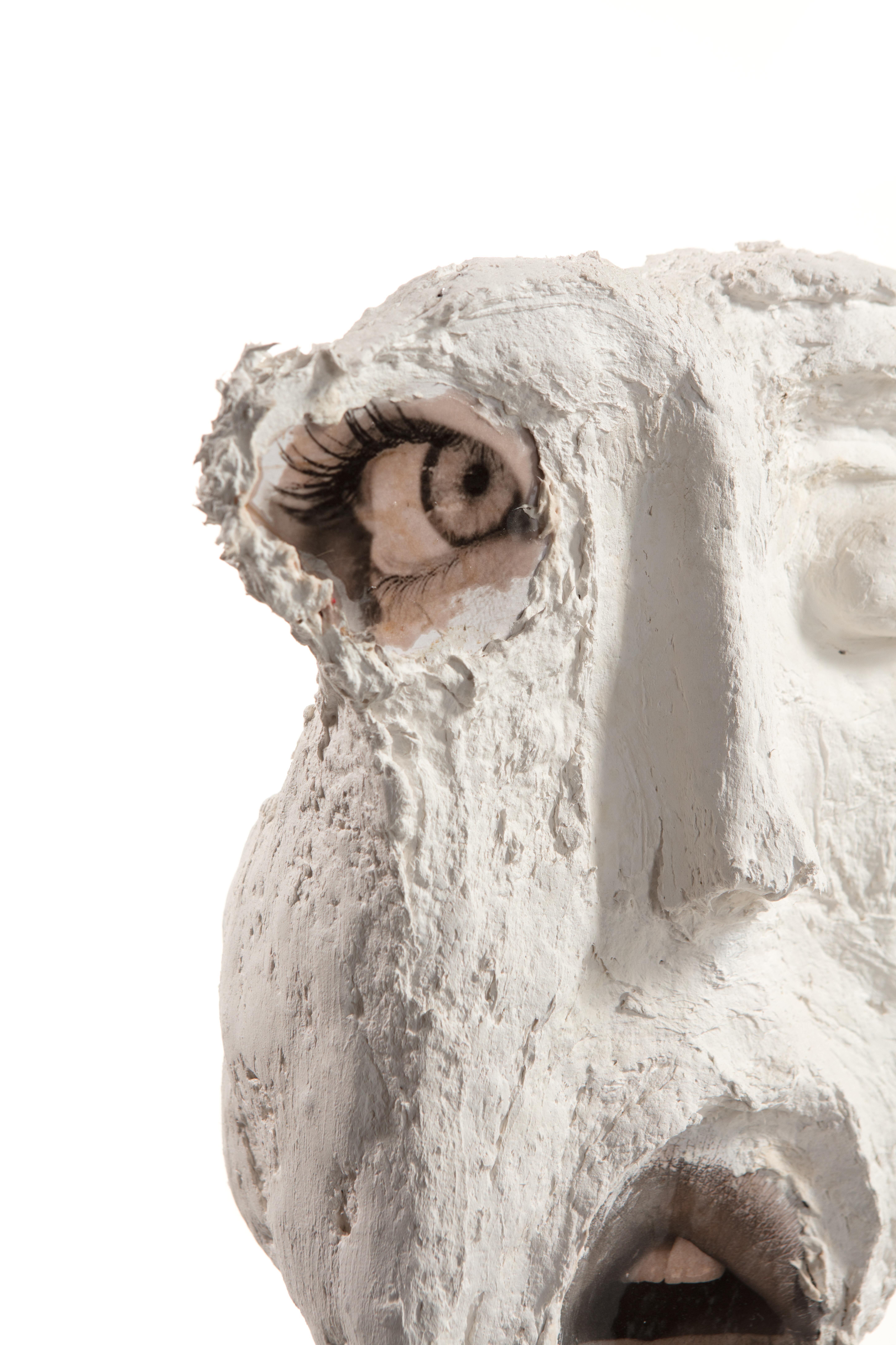 Contemporary White Plaster Sculptural Figure Face, 21st Century by Mattia Biagi