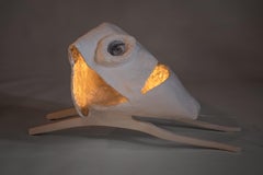 White and Silver Sculptural Plaster Floor Lamp, 21st Century by Mattia Biagi