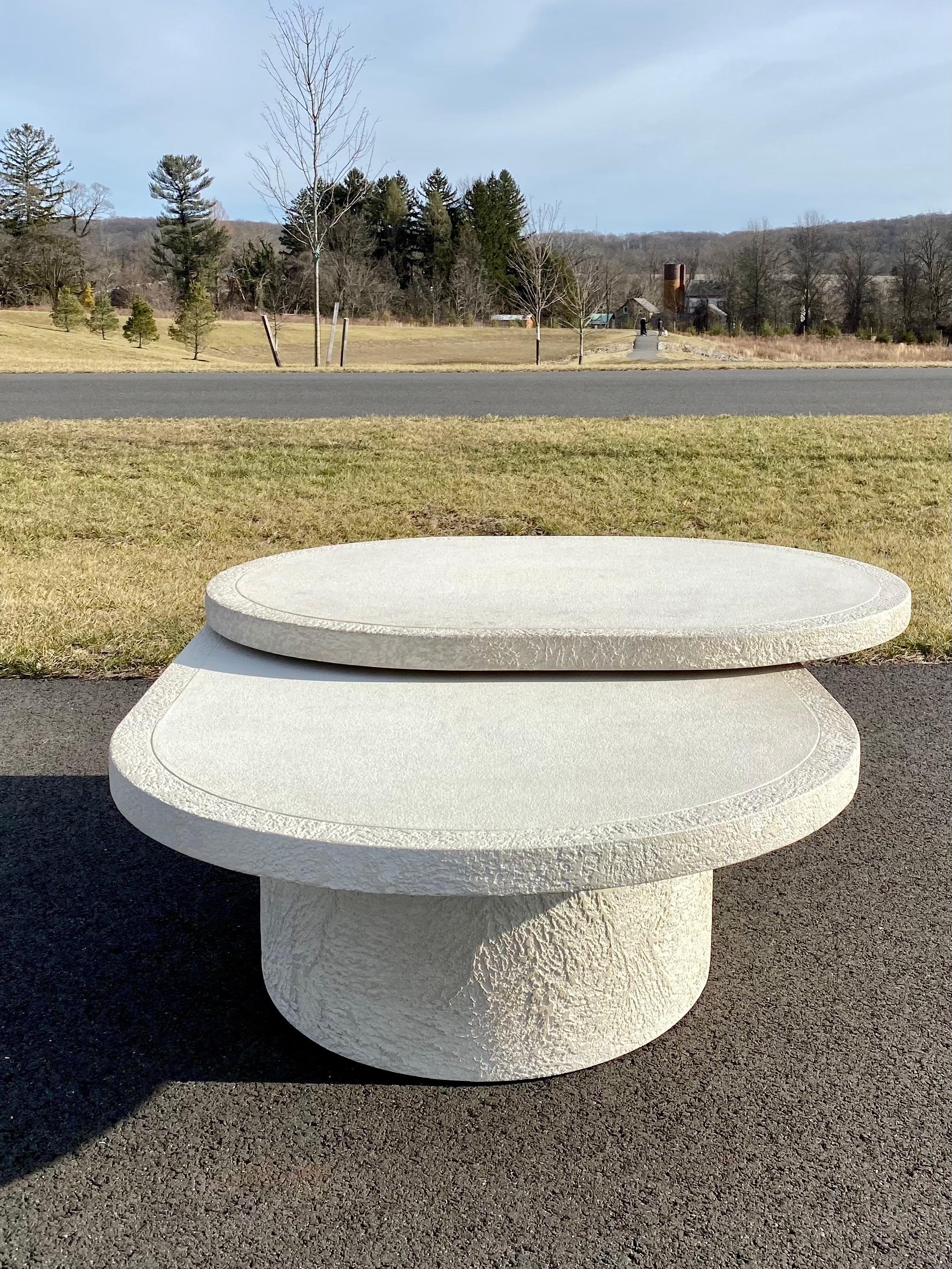 Sculptural Plaster Swiveling Oval Two-Tier Coffee Table, Mid-Century Modern 1970 9
