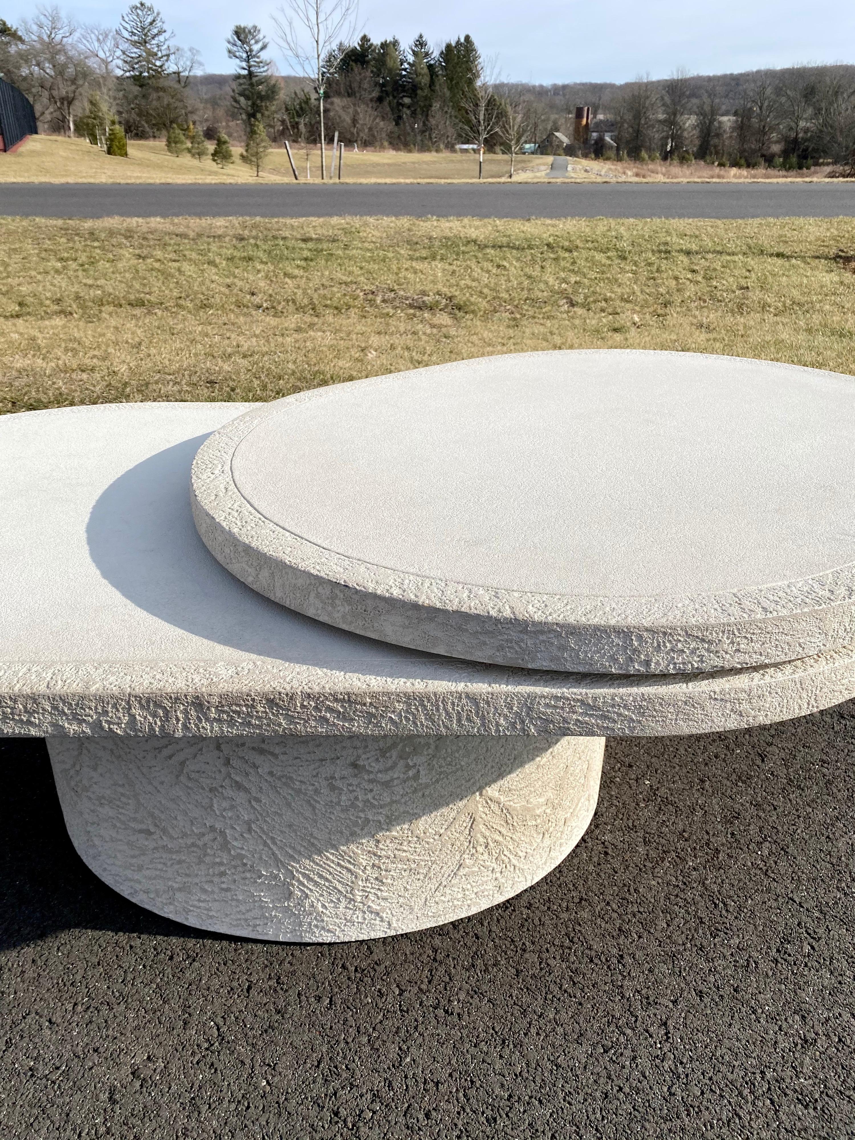 Sculptural Plaster Swiveling Oval Two-Tier Coffee Table, Mid-Century Modern 1970 10