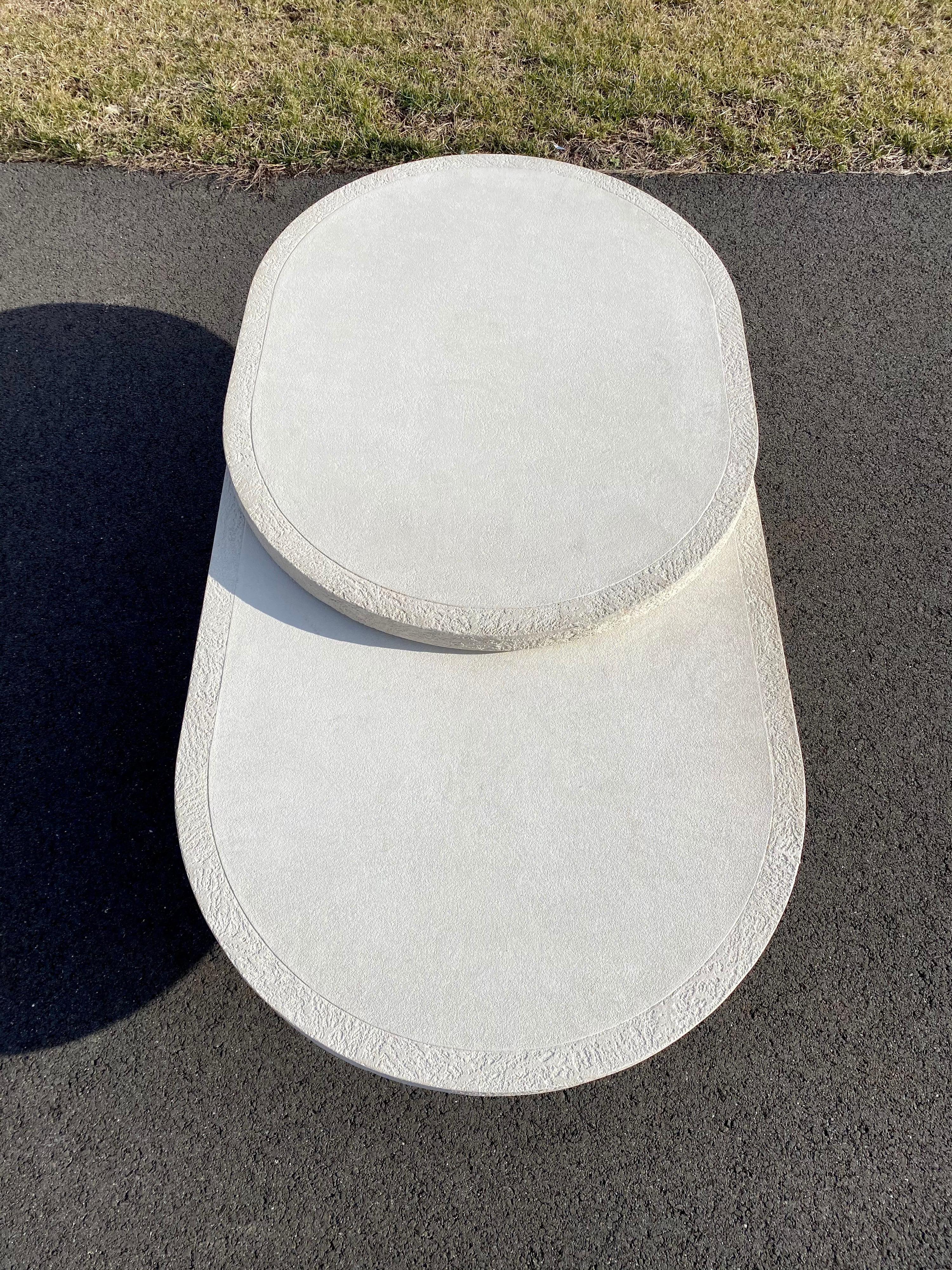 Sculptural Plaster Swiveling Oval Two-Tier Coffee Table, Mid-Century Modern 1970 15
