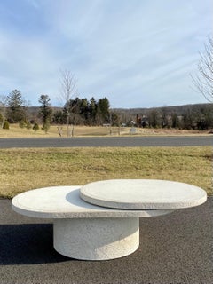 Sculptural Plaster Swiveling Oval Two-Tier Coffee Table, Mid-Century Modern 1970