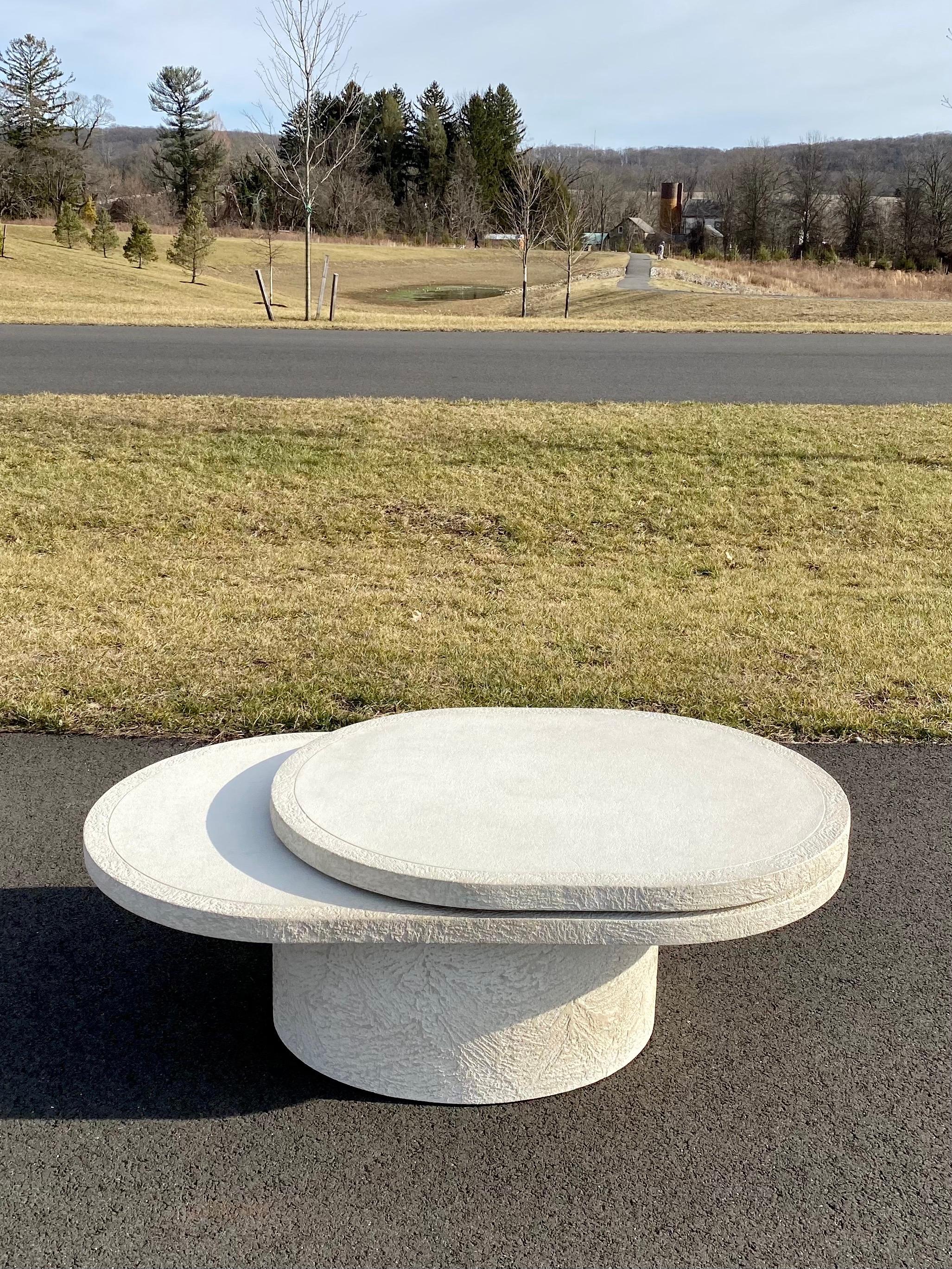 Sculptural Plaster Swiveling Oval Two-Tier Coffee Table, Mid-Century Modern 1970 3