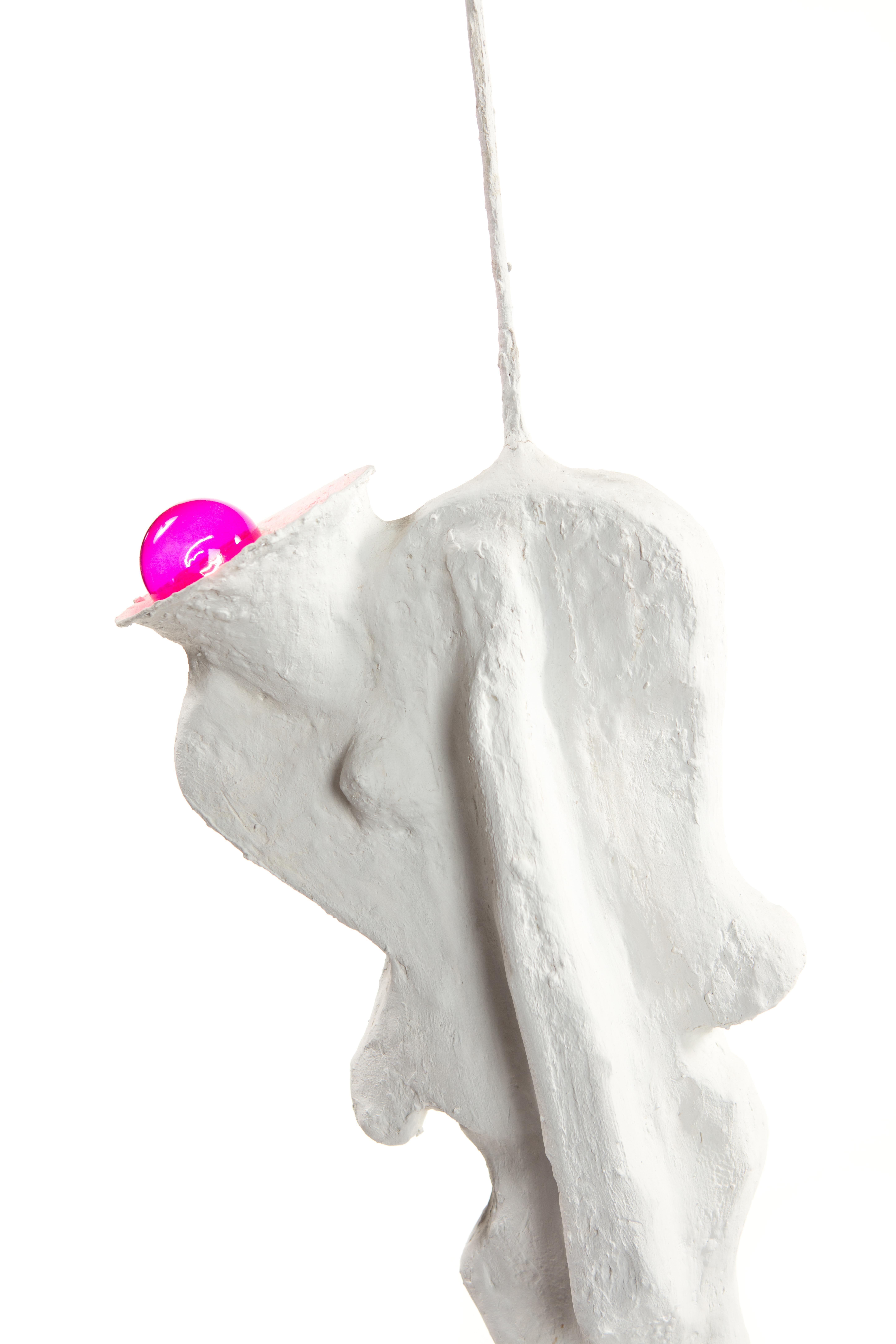 White Plaster Sculptural Table Lamp, 21st Century by Mattia Biagi For Sale 7