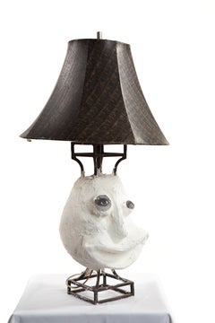 Lampada da tavolo scultorea in gesso bianco e nero, 21° secolo di Mattia Biagi