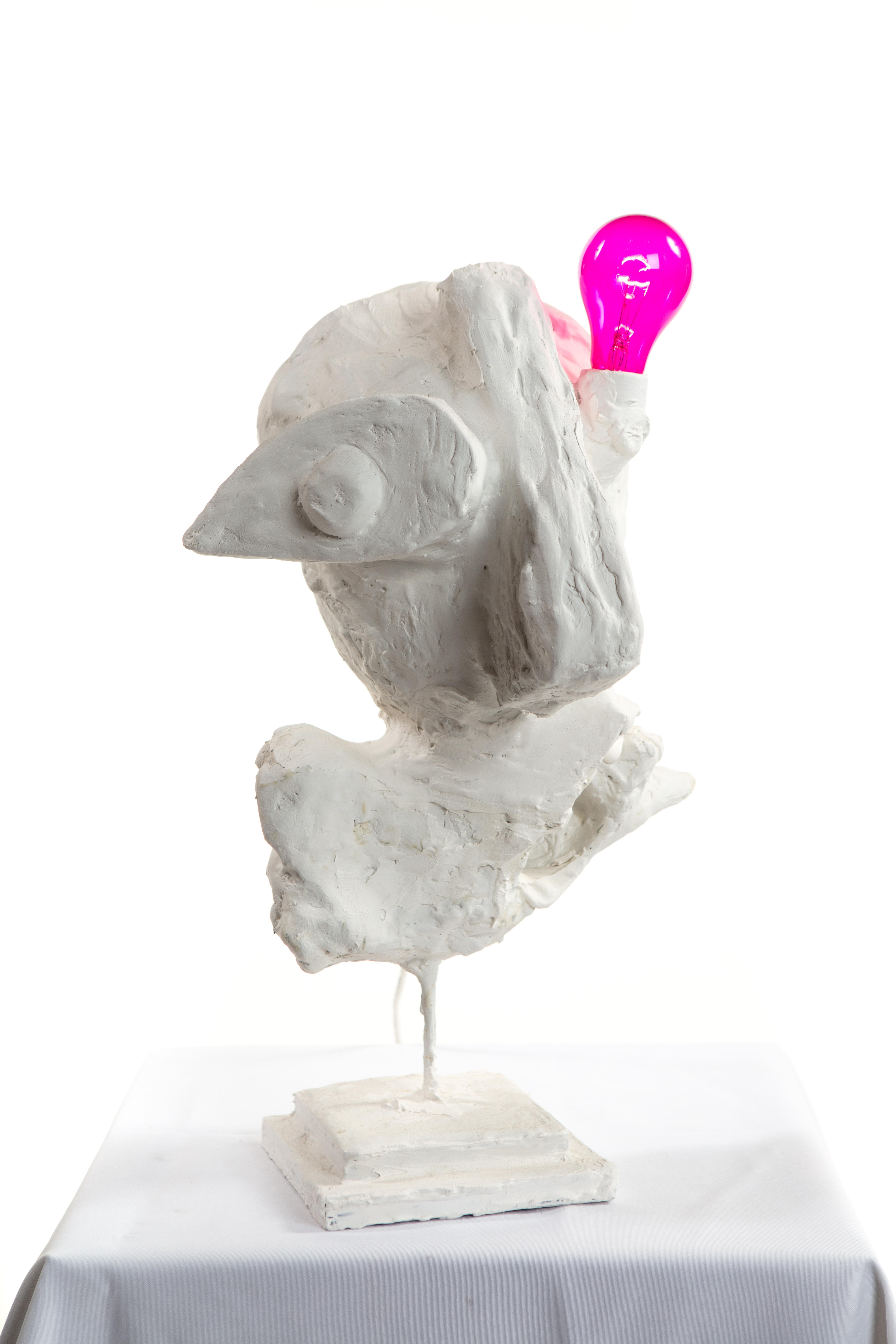 American White Plaster Sculptural Table Lamp, 21st Century by Mattia Biagi