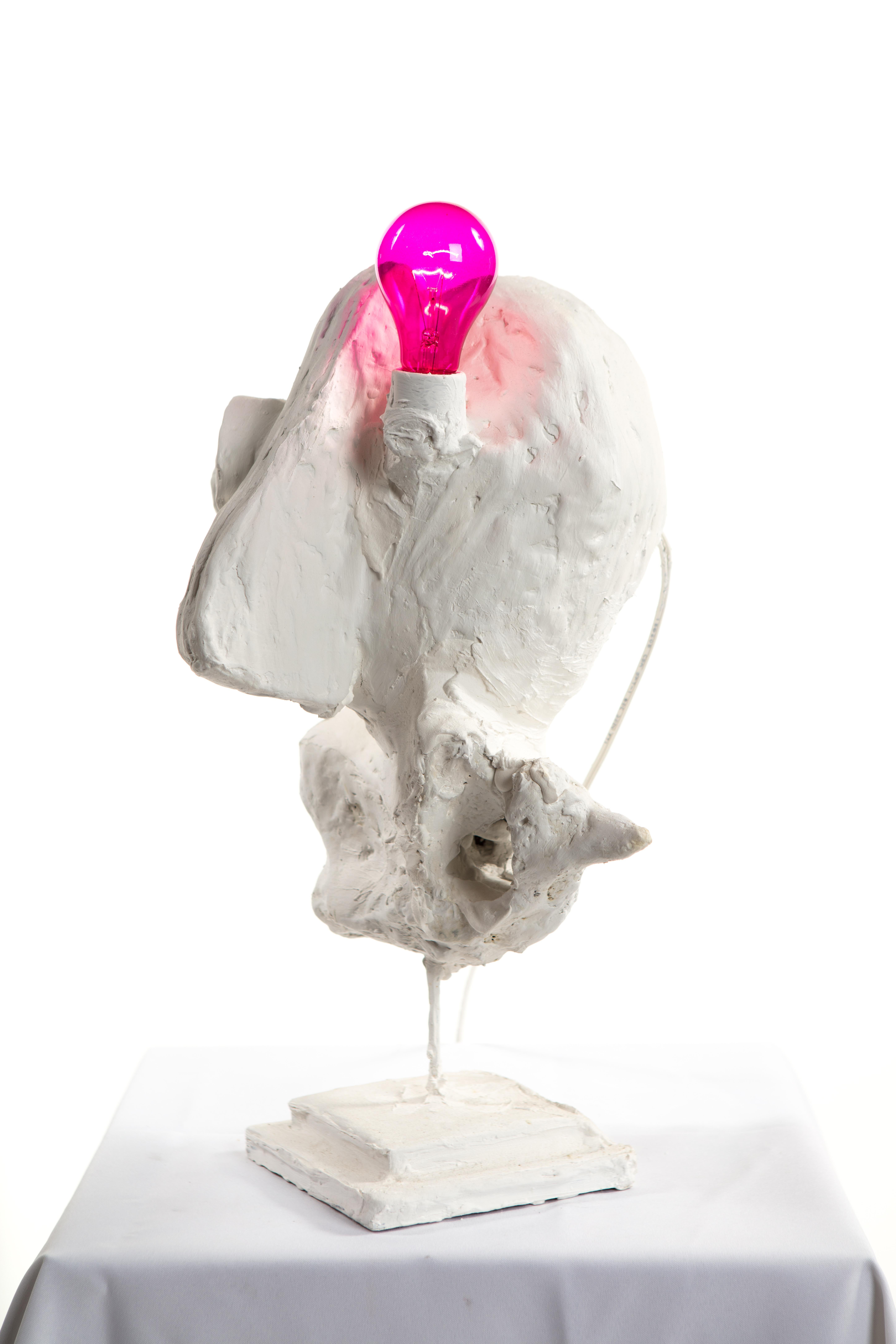 Hand-Crafted White Plaster Sculptural Table Lamp, 21st Century by Mattia Biagi