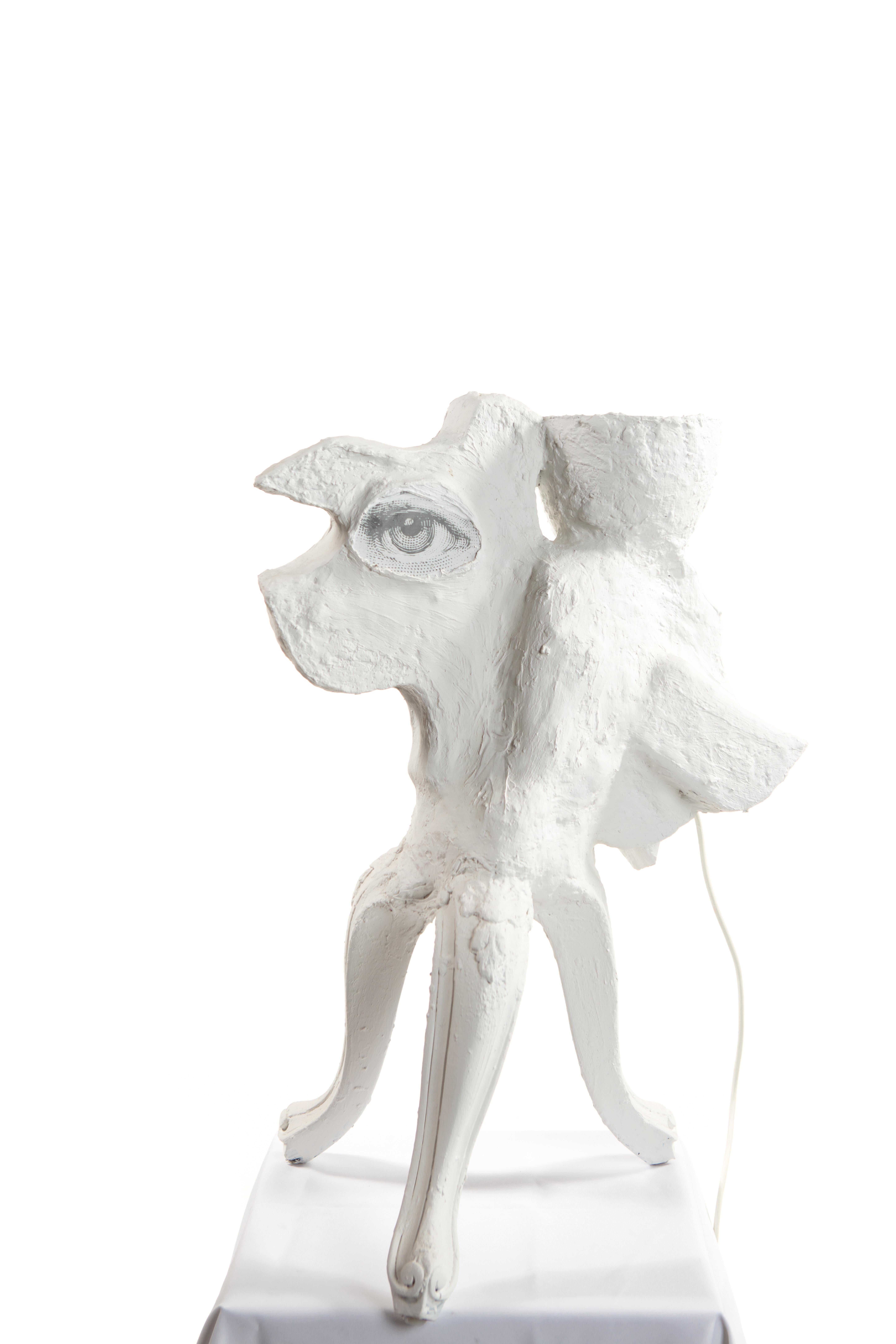 Contemporary White Plaster Sculptural Table Lamp, 21st Century by Mattia Biagi