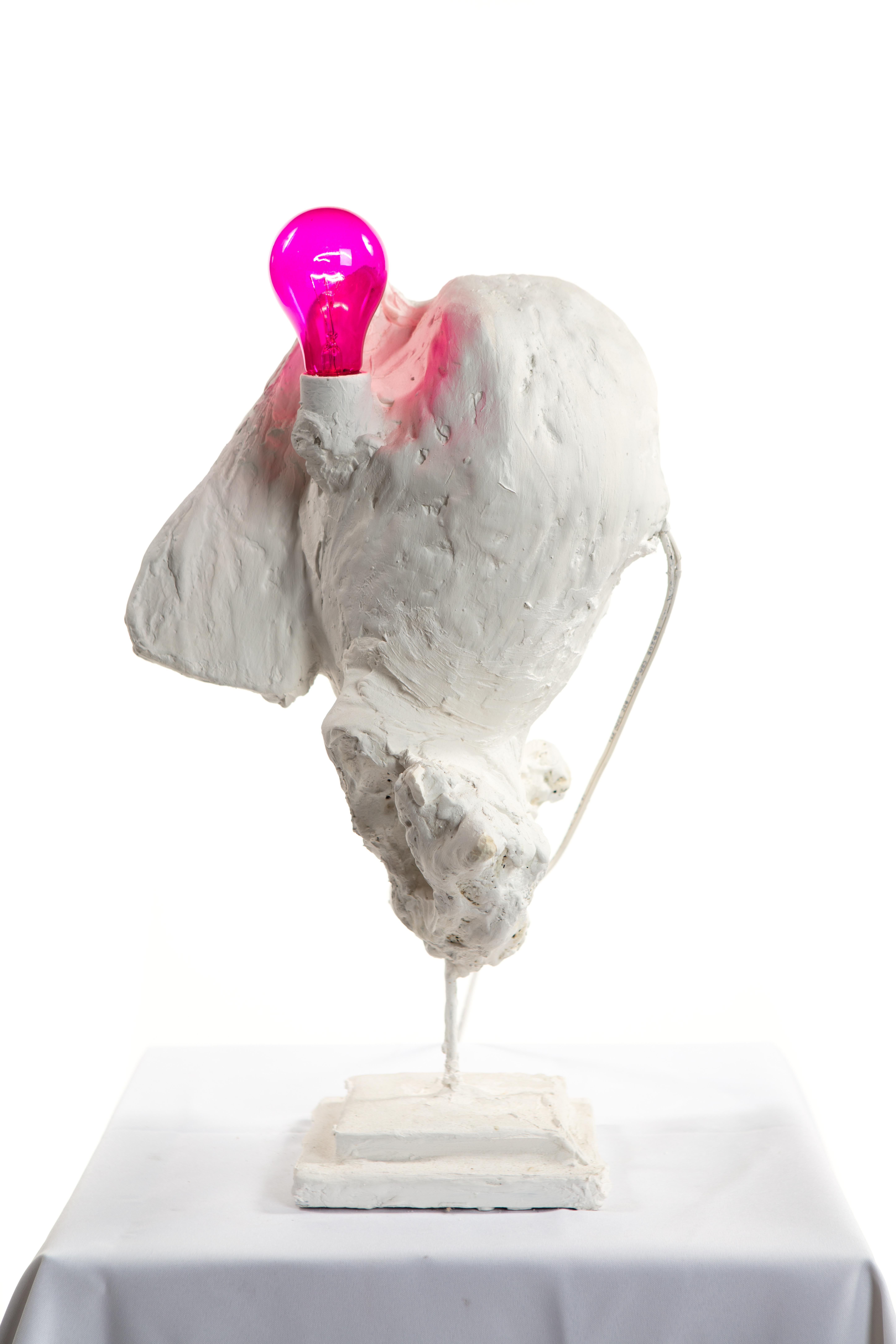 White Plaster Sculptural Table Lamp, 21st Century by Mattia Biagi In New Condition In Culver City, CA