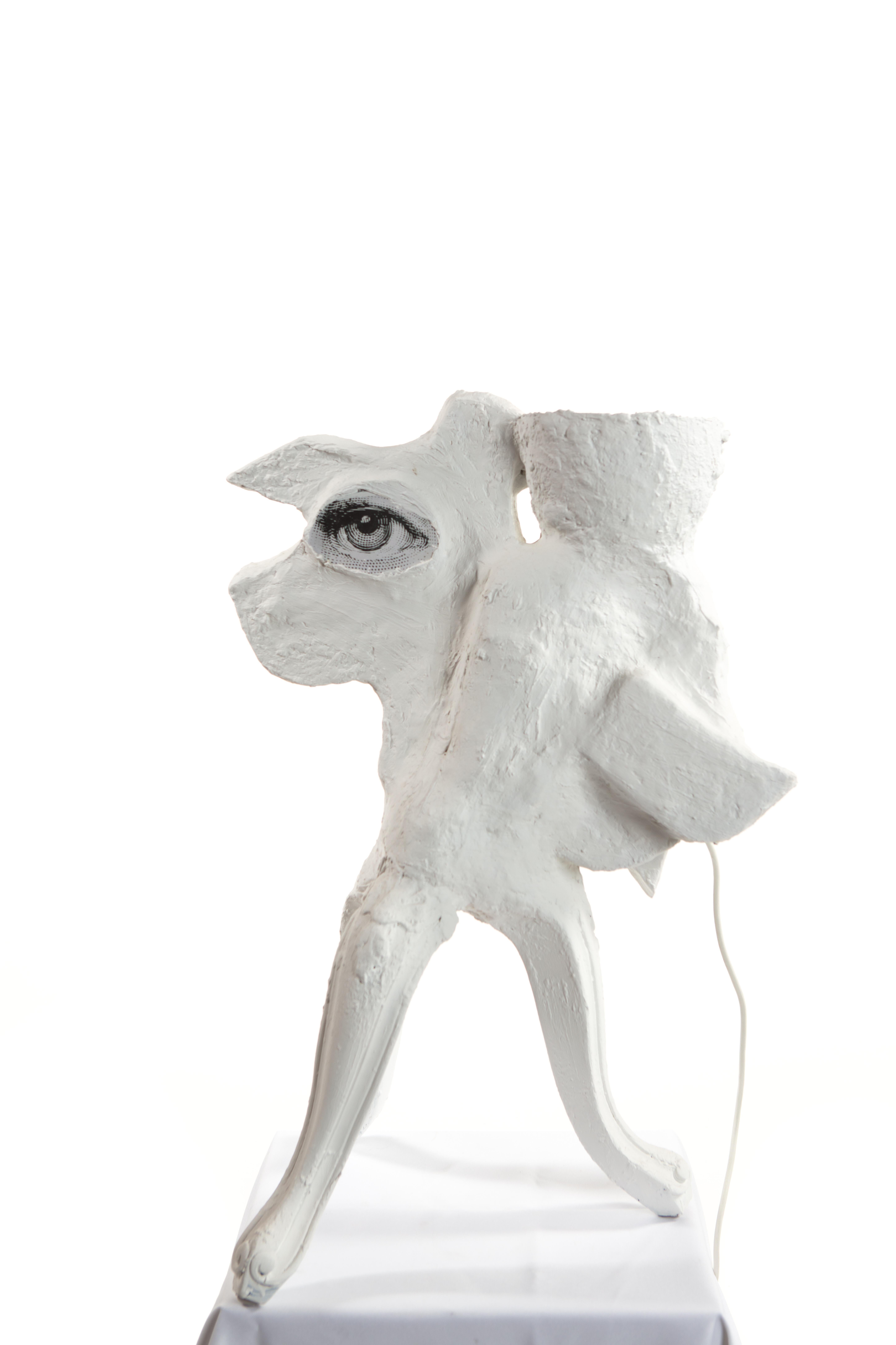 White Plaster Sculptural Table Lamp, 21st Century by Mattia Biagi 1