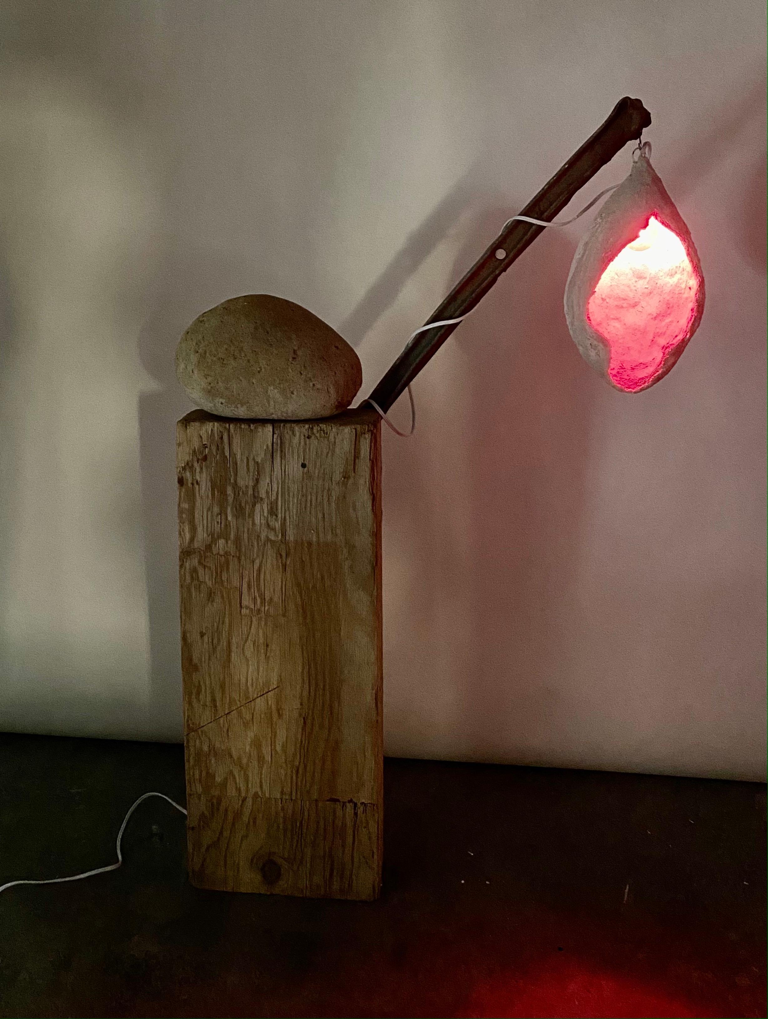 Hand-Crafted Sculptural Plaster, Wood, Metal, Floor Lamp, 21st Century by Mattia Biagi For Sale