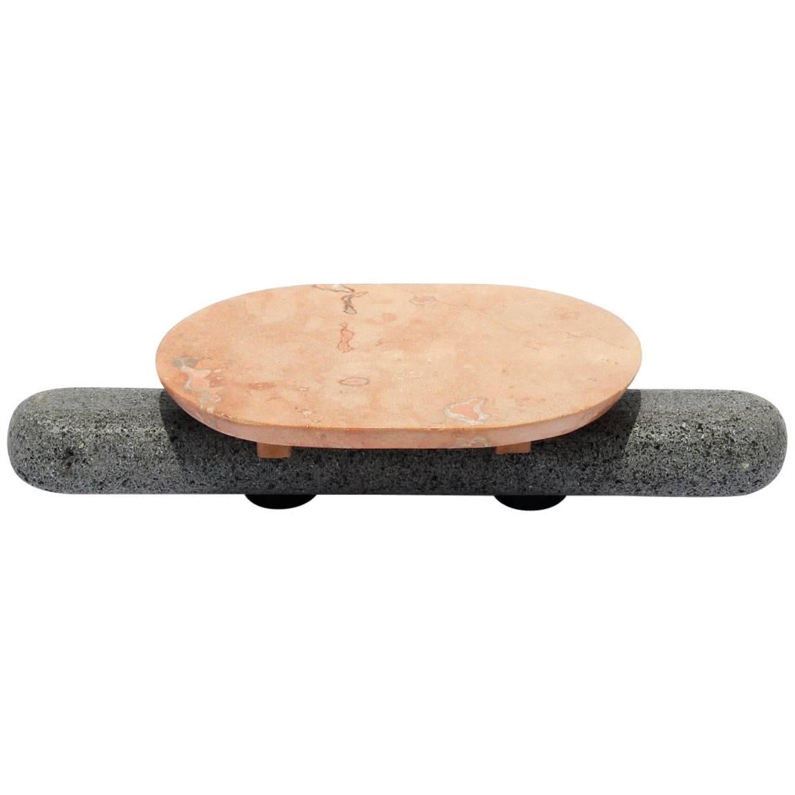 Sculptural Plate Volcanic Stone Pink Limestone (Large) For Sale