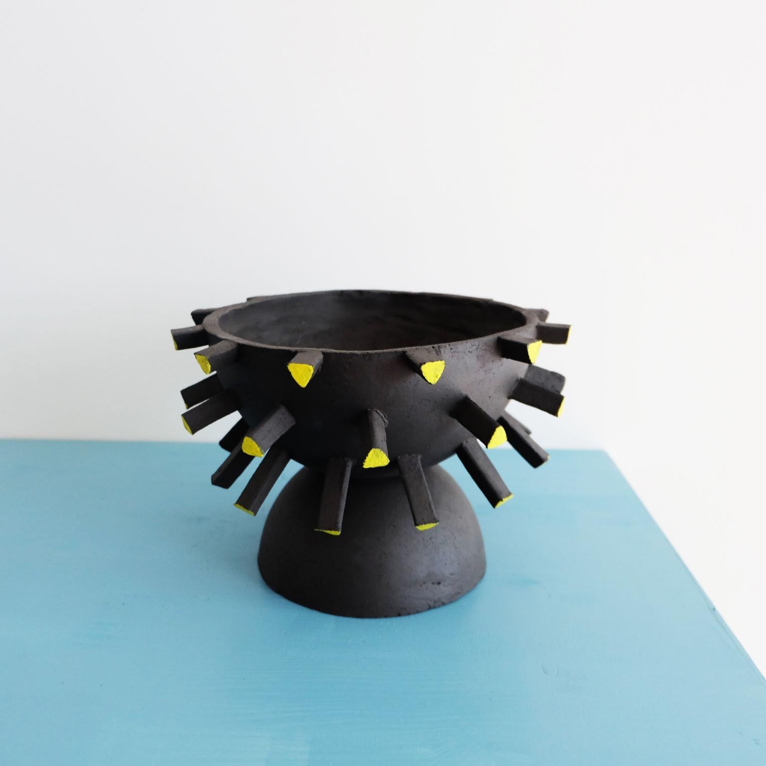 Sculptural Pluri bowl by Ia Kutateladze
Dimensions: W 23 x H 15 cm
Materials: Raw Black Clay
“Playground For Salvation” was created entirely during quarantine, in my Berlin studio. The stillness of the lockdown enabled me to experiment and