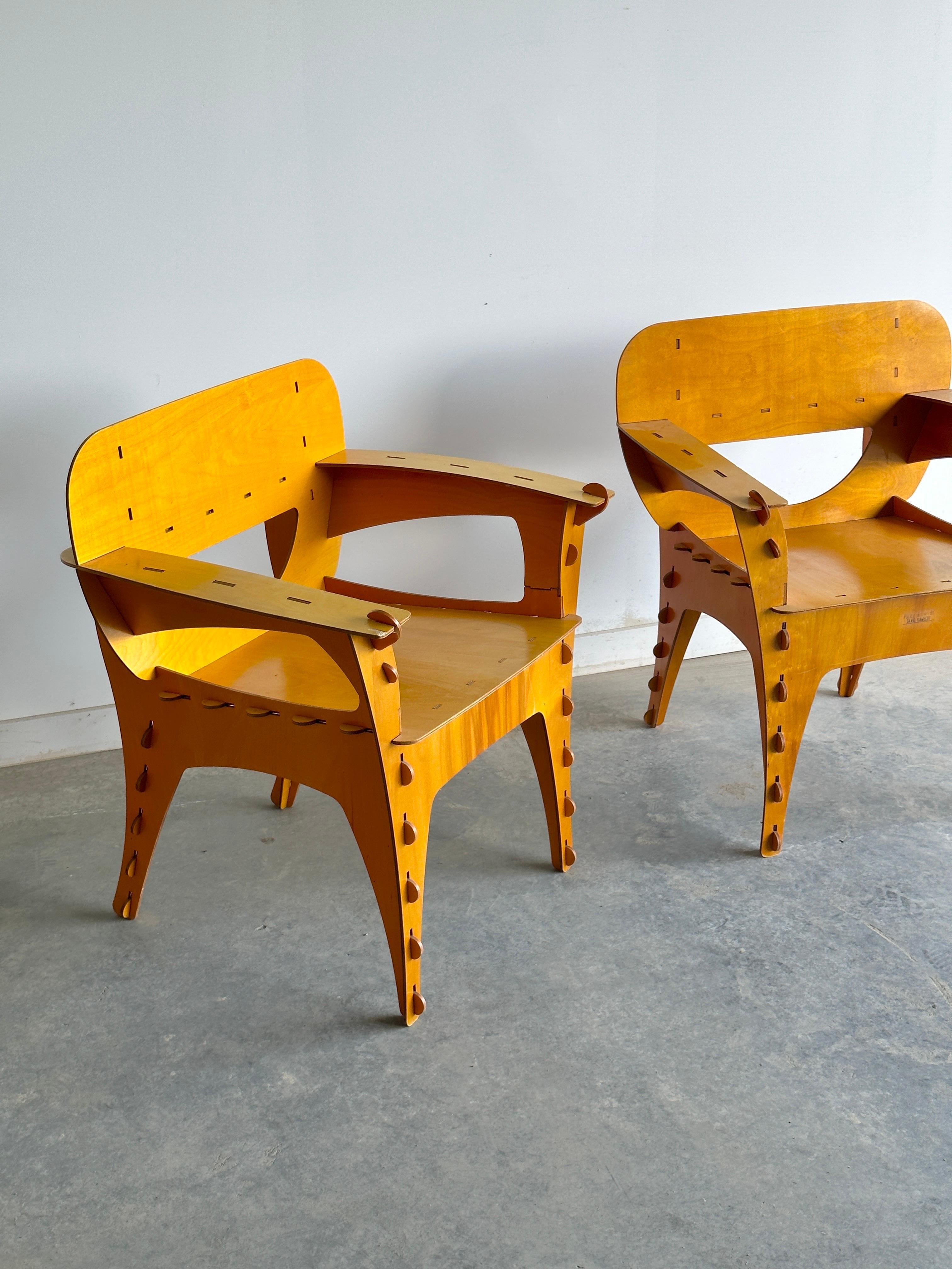 Post-Modern Sculptural plywood Puzzle Chair by David Kawecki For Sale