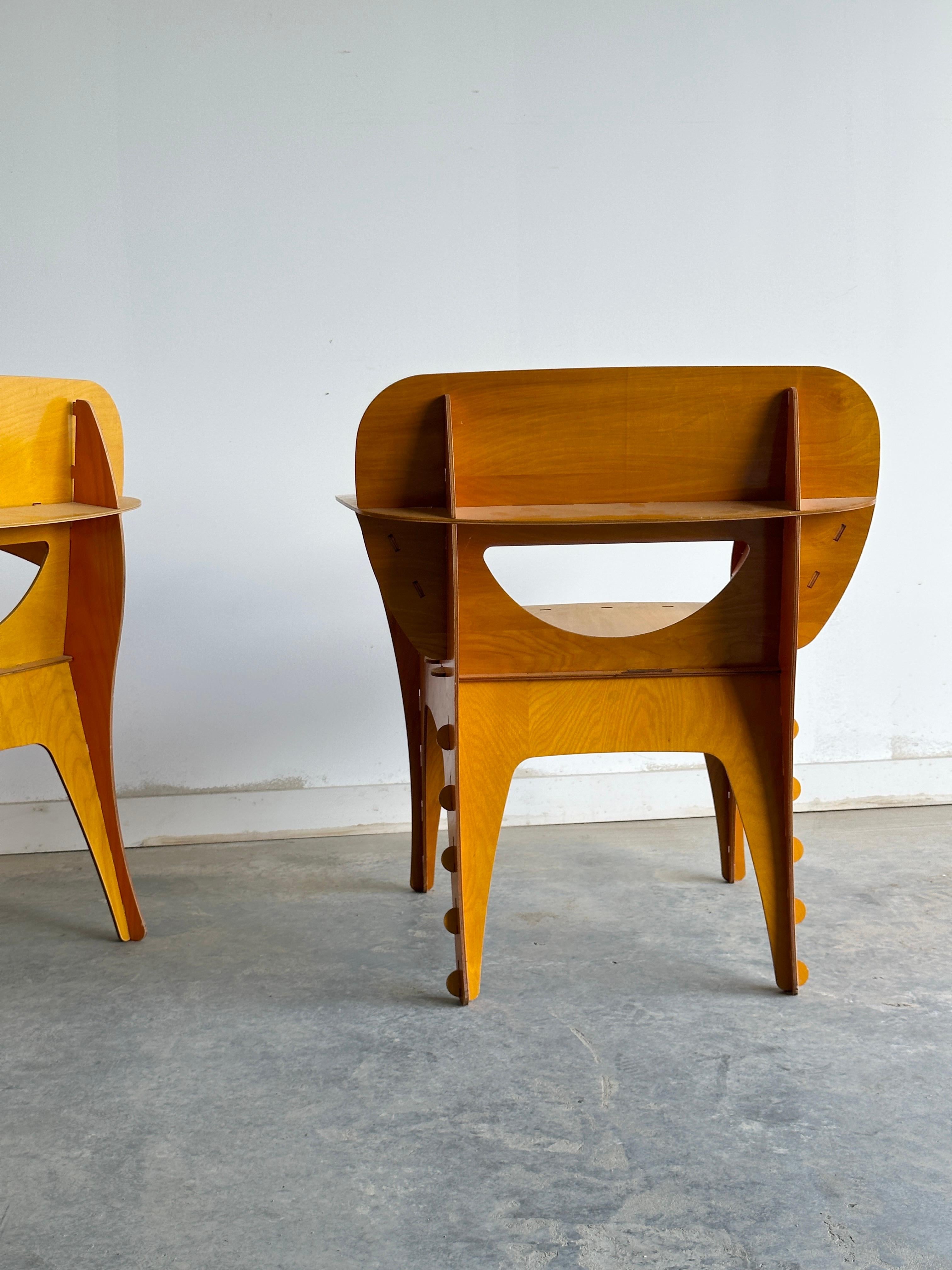 20th Century Sculptural plywood Puzzle Chair by David Kawecki For Sale