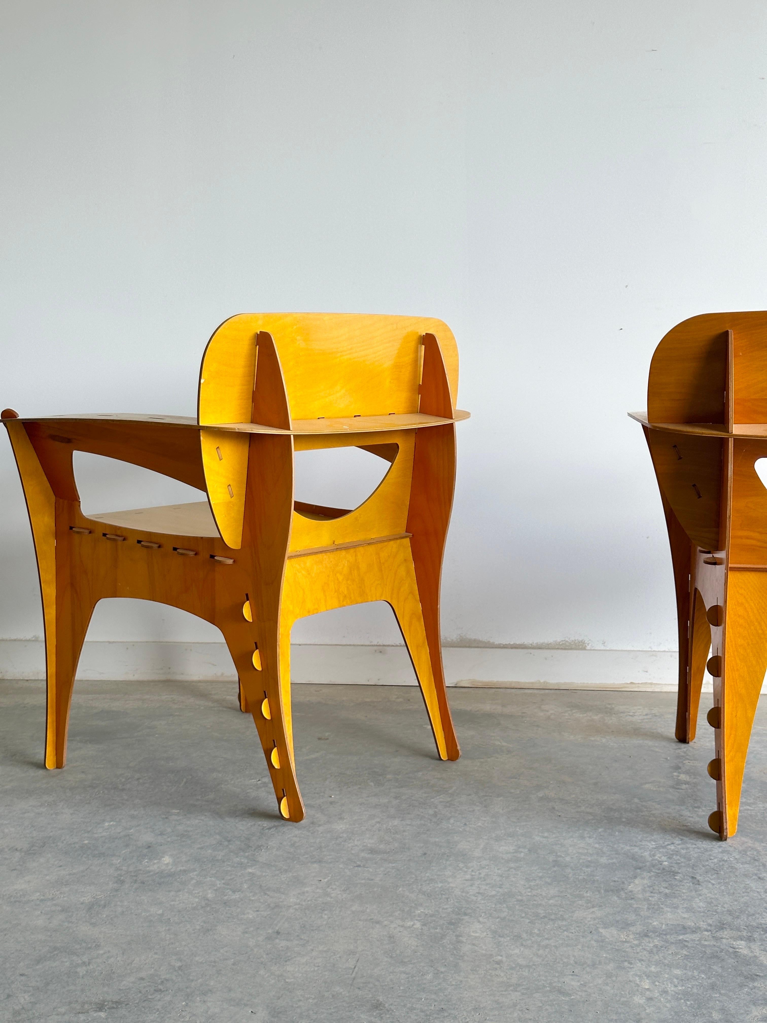 Plywood Sculptural plywood Puzzle Chair by David Kawecki For Sale