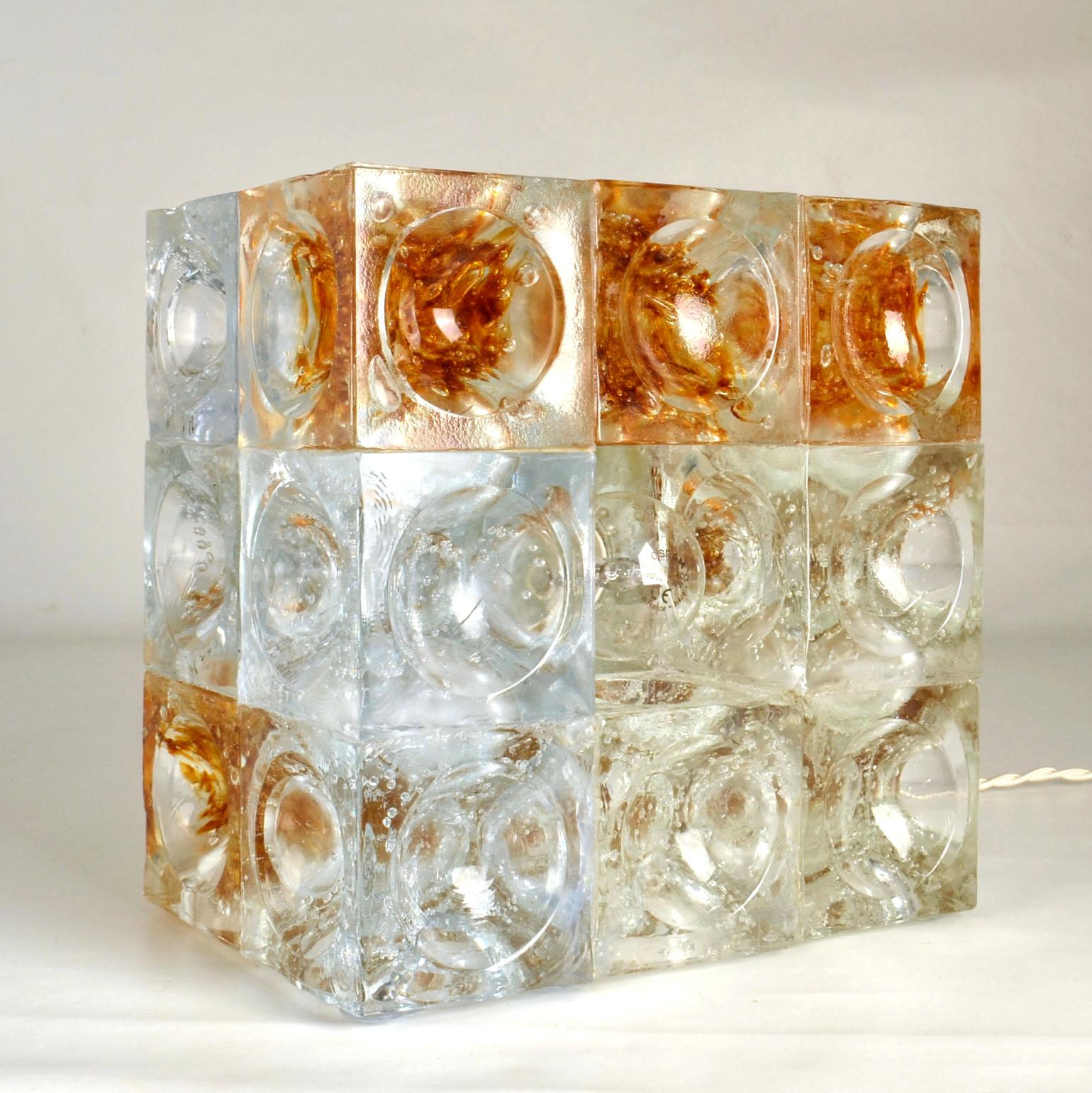 Sculptural Poliarte Table Lamp in Glass Cubes Designed by Albano Poli For Sale 6