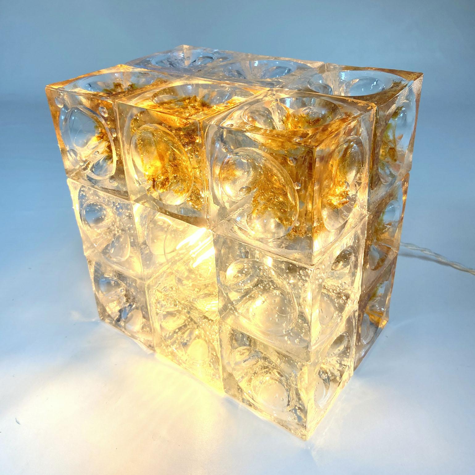 Sculptural Poliarte Table Lamp in Glass Cubes Designed by Albano Poli For Sale 7