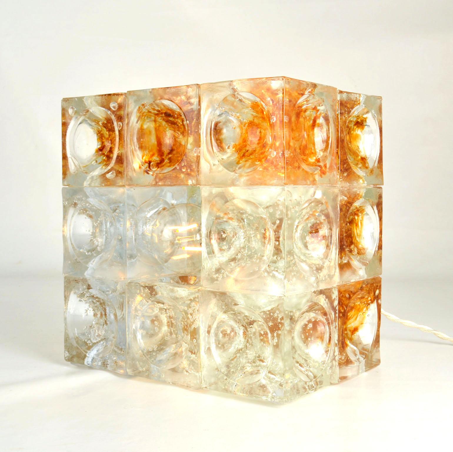 Sculptural Poliarte Table Lamp in Glass Cubes Designed by Albano Poli For Sale 8
