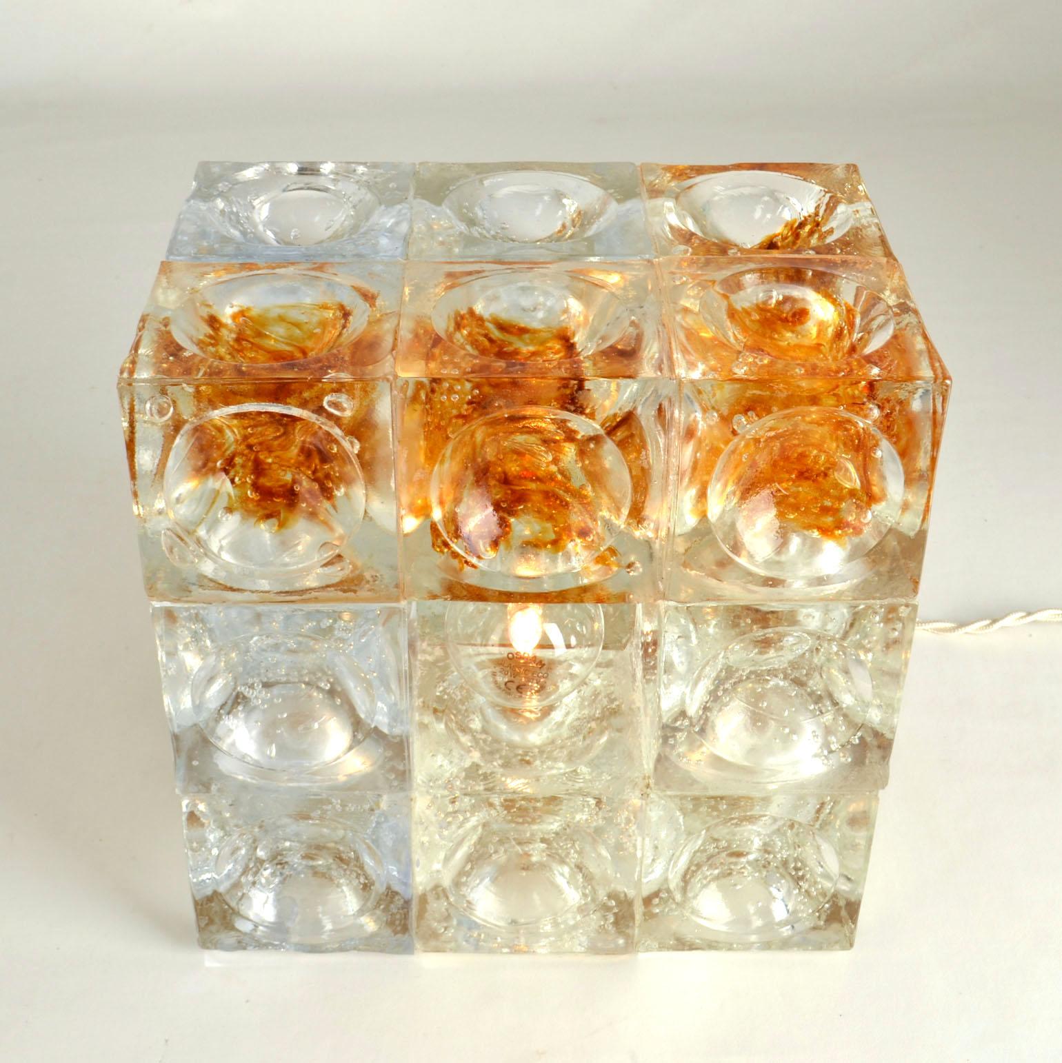 Sculptural Poliarte Table Lamp in Glass Cubes Designed by Albano Poli For Sale 9