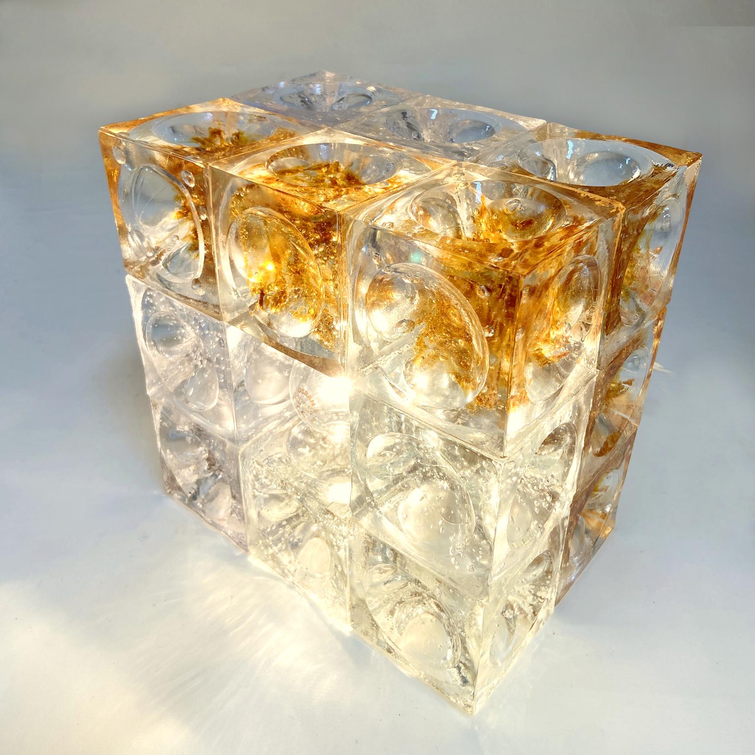 Sculptural Poliarte Table Lamp in Glass Cubes Designed by Albano Poli For Sale 12
